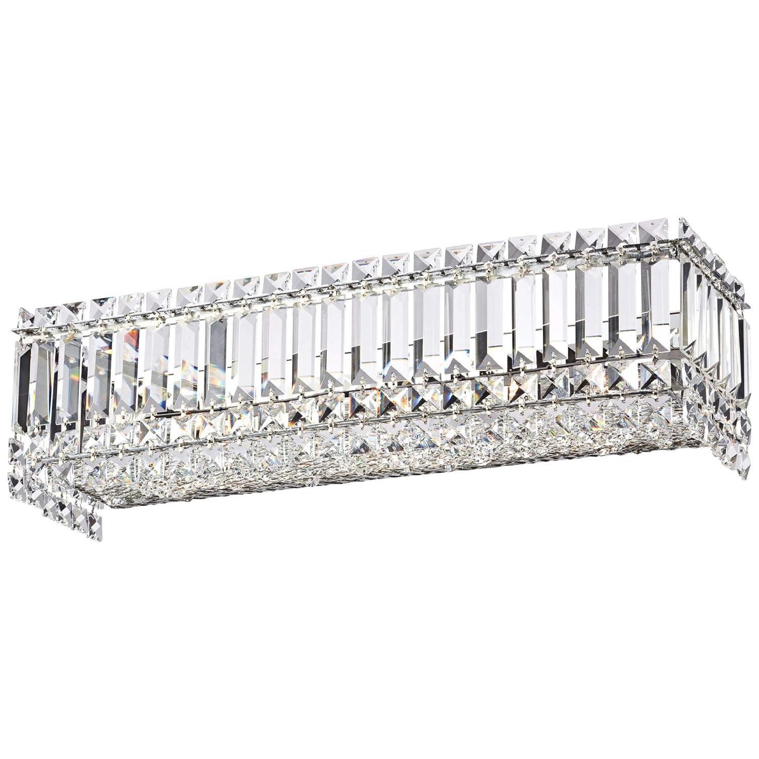 Possini Euro Design Crystal Columns Modern Wall Light Chrome 23" Light Bar Fixture for Bedroom Bathroom Vanity Reading Living Room Hallway House Home