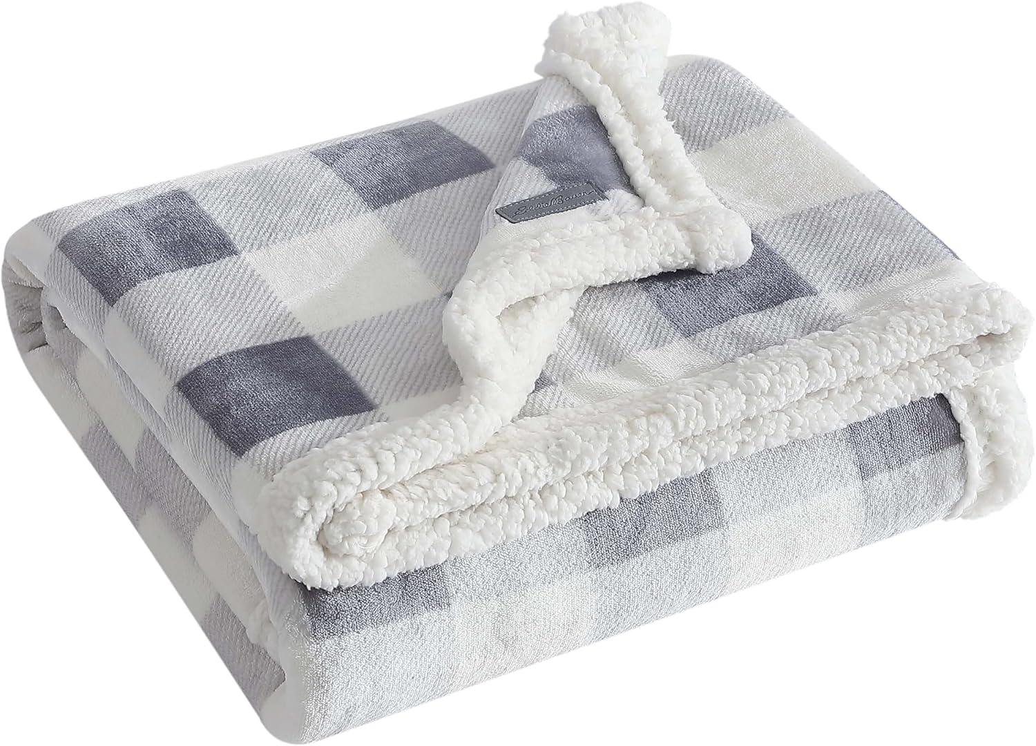 Eddie Bauer Printed Plush Fleece/Sherpa Throw Blankets