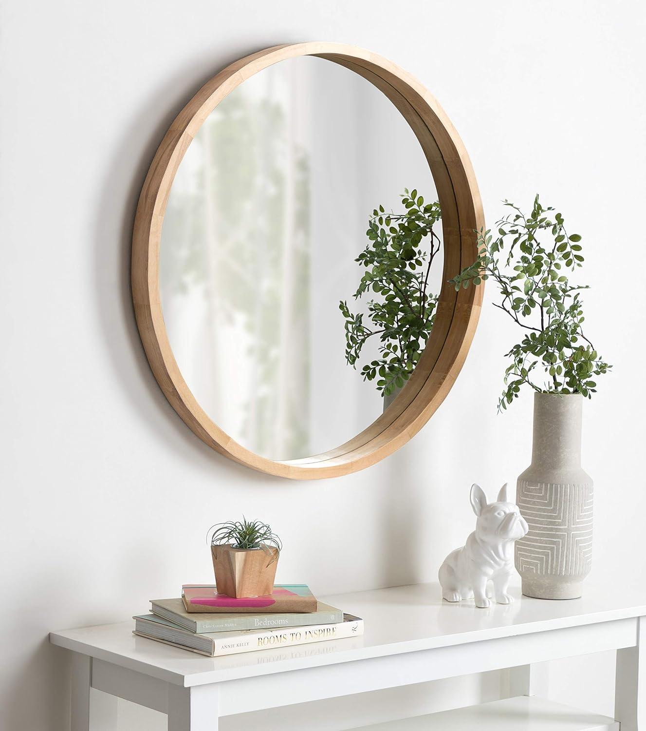 30&#34; x 30&#34; Hutton Round Wood Wall Mirror Natural - Kate and Laurel