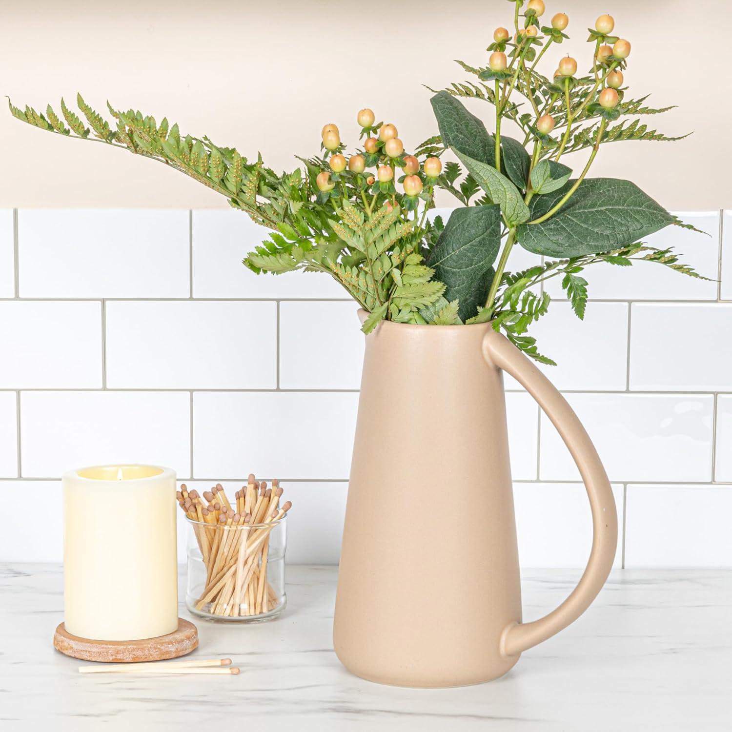 Bloomingville Modern Stoneware Pitcher, Putty Beige