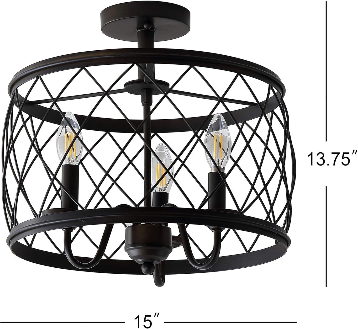 17" Oil Rubbed Bronze LED Drum Ceiling Light with Warm Glow