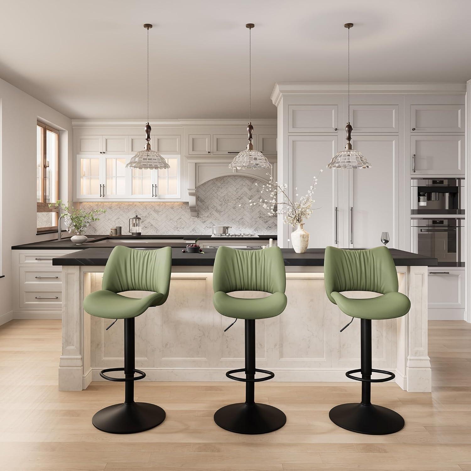 Kidol & Shellder Green Bar Stools Set of 2 Modern Kitchen Island Barstool