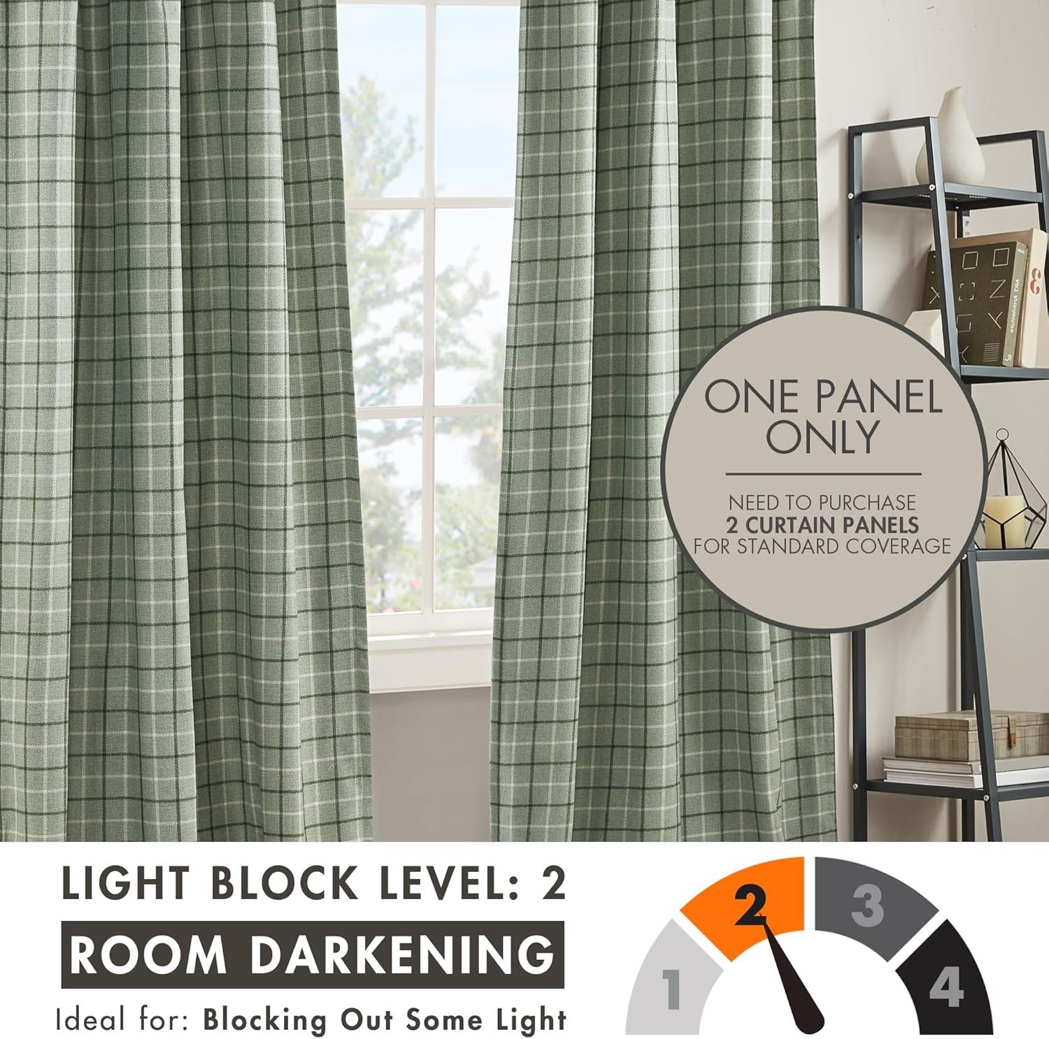 Anaheim Woven Plaid Room Darkening Thermal Fleece Lined Single Curtain Panel