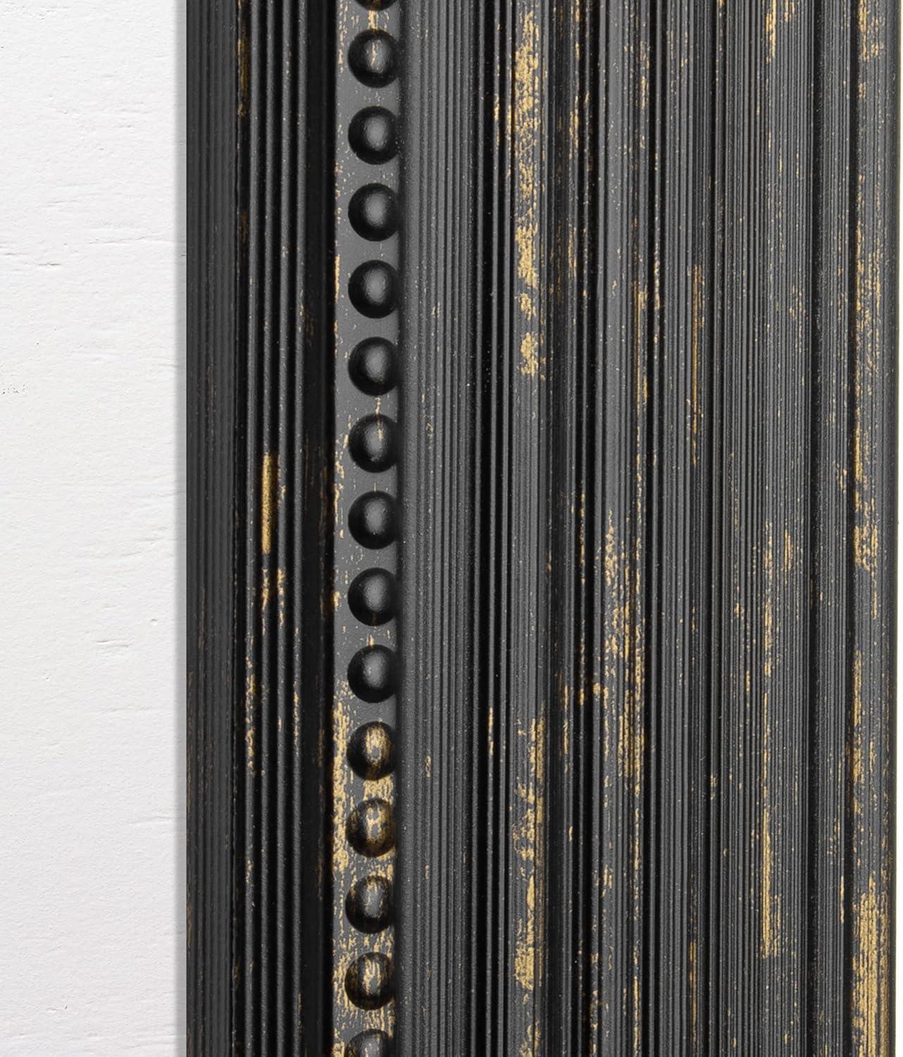 Head West 27.5 x 33.5 Beaded Frame Mirror with Beveled Edge - Black Wash