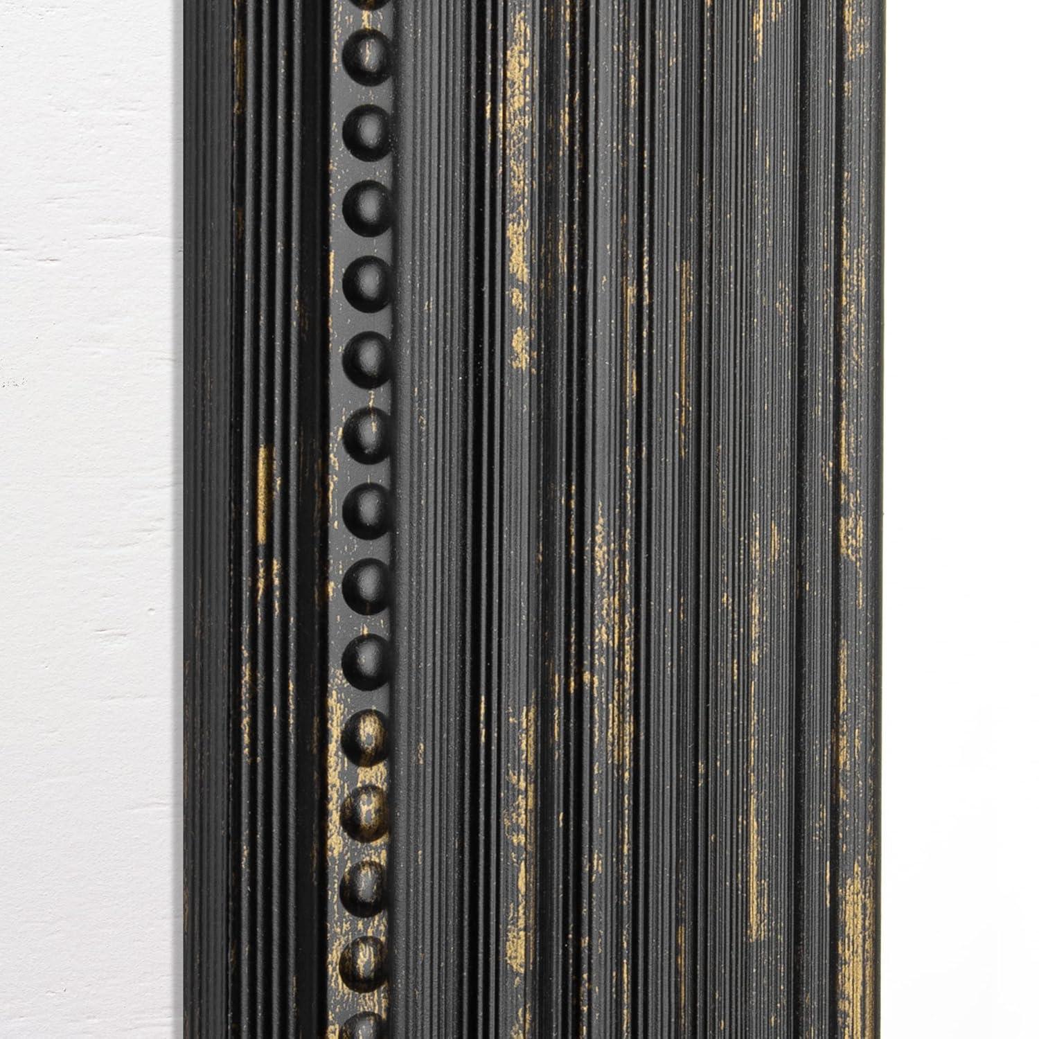 Head West 27.5 x 33.5 Beaded Frame Mirror with Beveled Edge - Black Wash