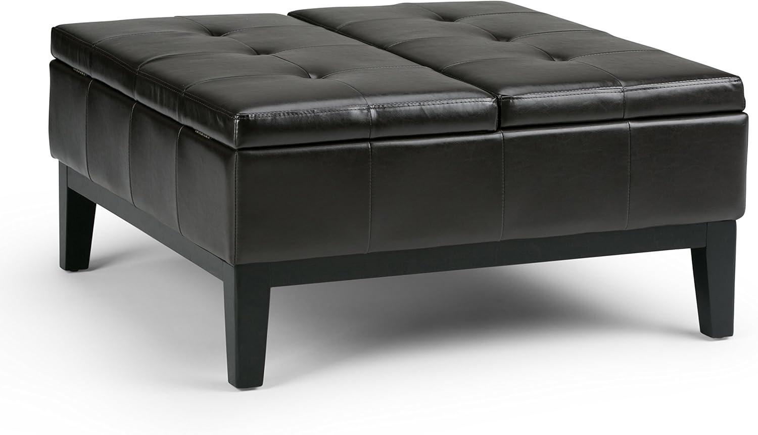 Tanner's Brown Faux Leather Tufted Storage Ottoman