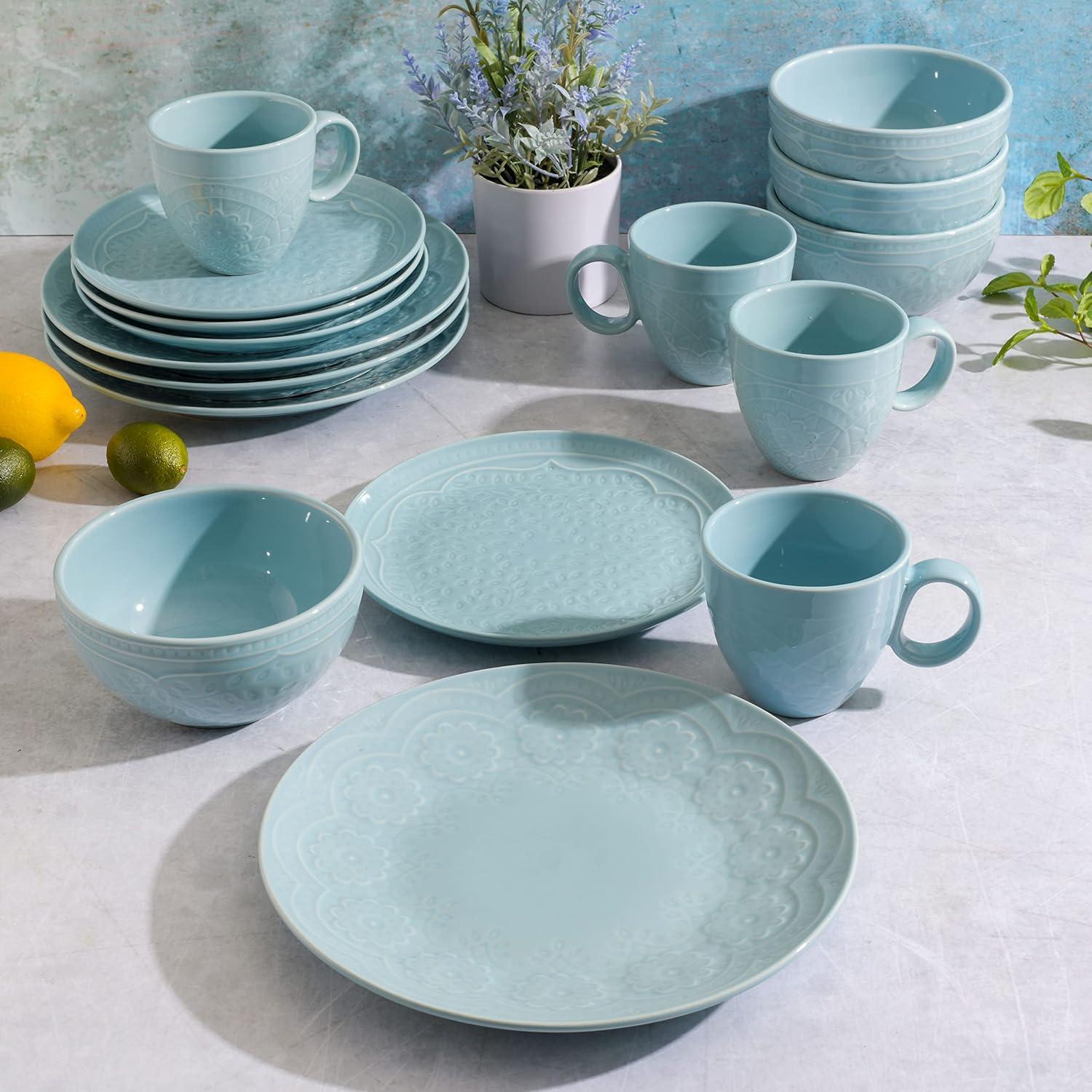 Gibson Elite Alemany 16-Piece Dinnerware Set - Aqua