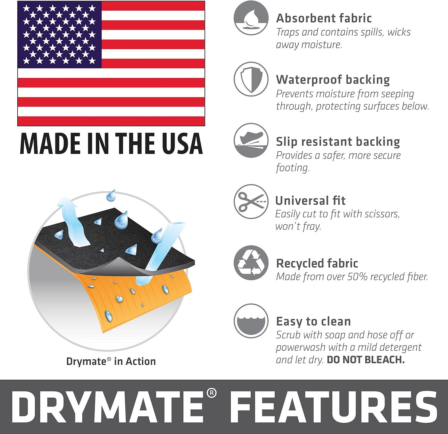 Drymate Garage Floor Mat, (17' x 7'4"), Protects Surfaces, Transforms Garage - Absorbent/Waterproof/Durable (Charcoal) (Includes Double Sided Tape)