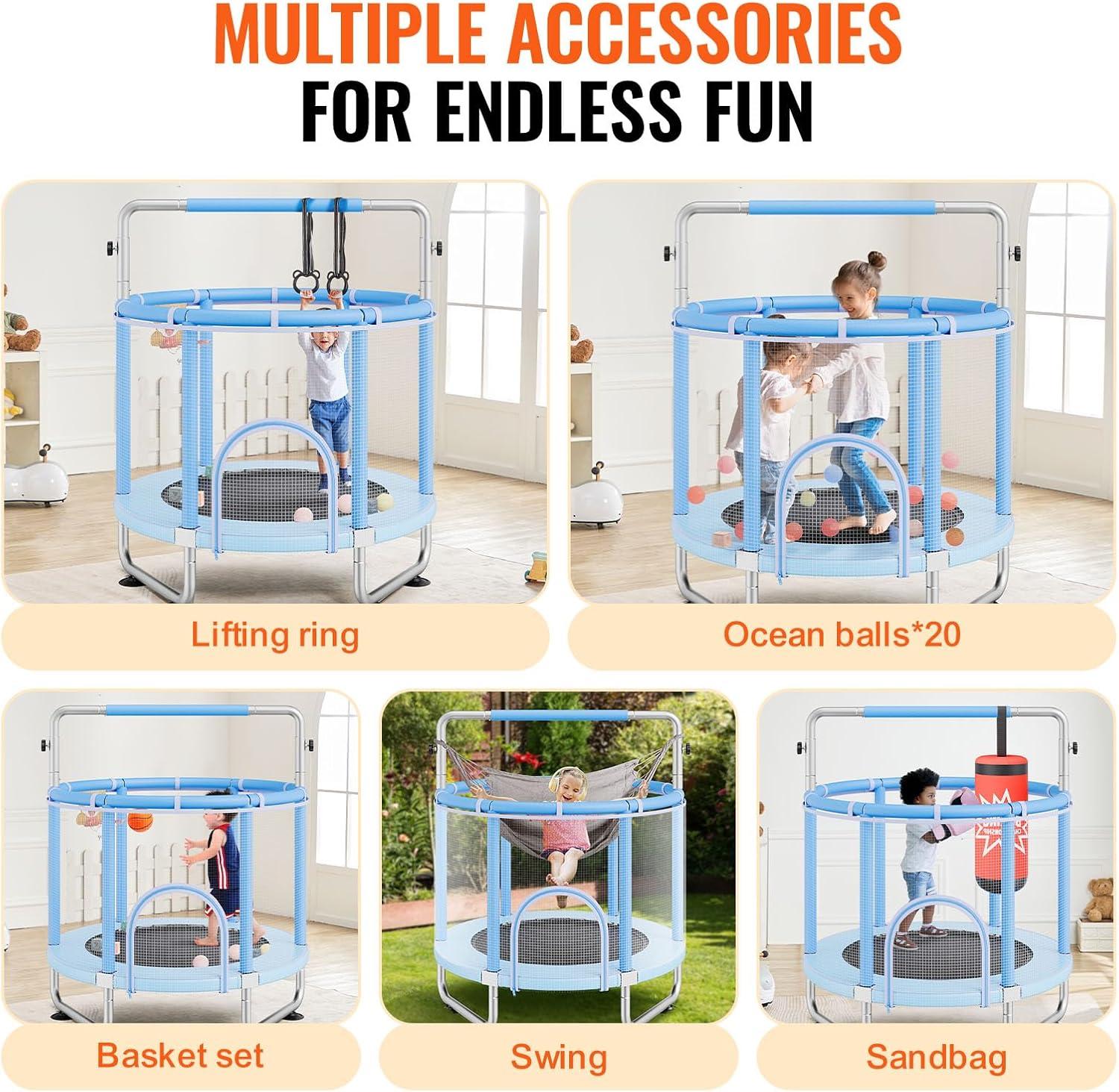 VEVOR 56" Trampoline for Kids Foldable Mini Toddler Trampoline Indoor Outdoor