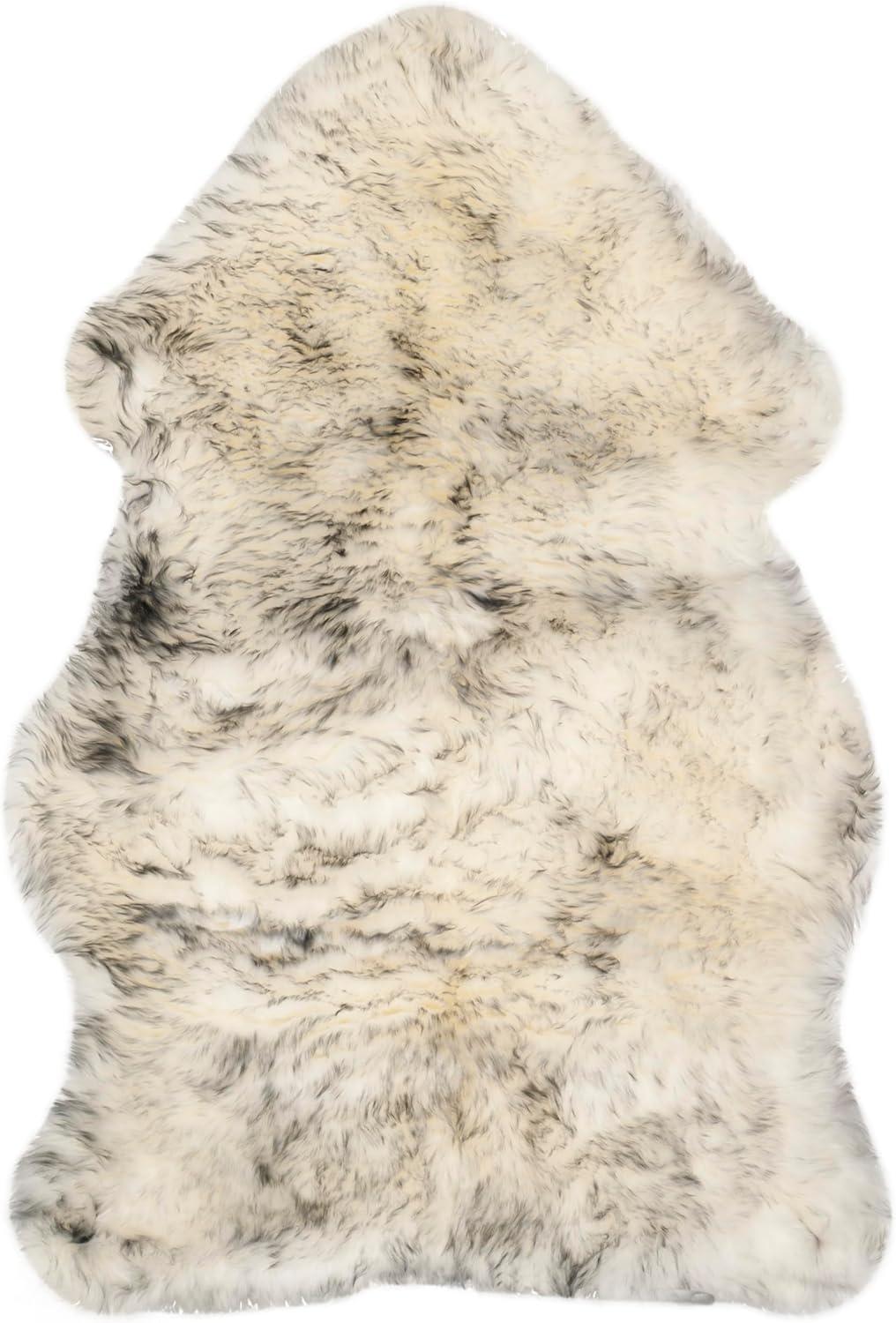SAFAVIEH Sheep Skin Tiana Sheep Skin Area Rug, Ivory/Smoke Grey, 2' x 3' Specialty