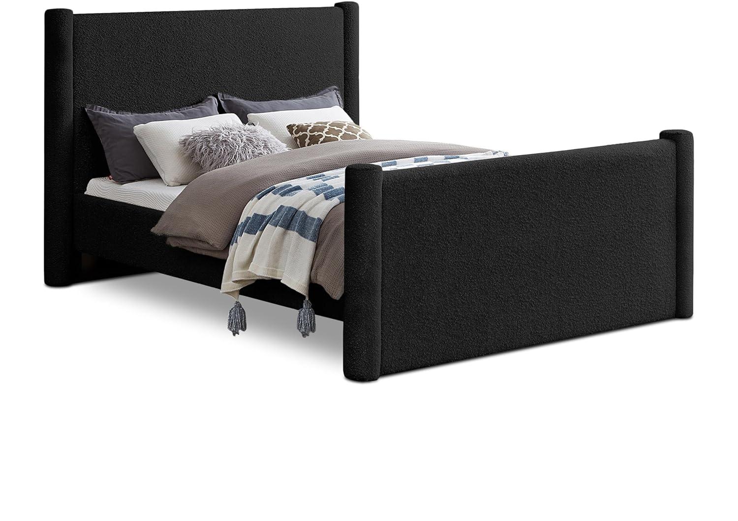 Meridian Furniture Elias Black Boucle Fabric Queen Bed