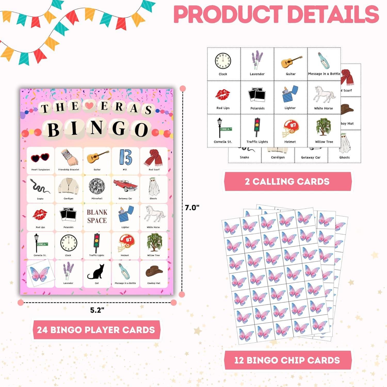 The Original Bingo Taylor Party Favors | Birthday Games | TS Party Supplies for 24 Players | Taylor Party Favors | Birthday Party Favors Decorations | Party Decor
