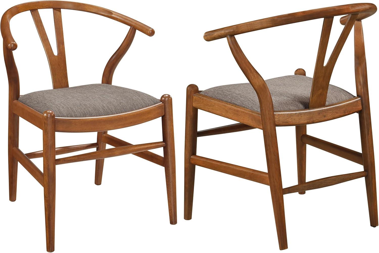 Dinah Danish Y-Shaped Back Dining Side Chair Walnut And Brown (Set Of 2)