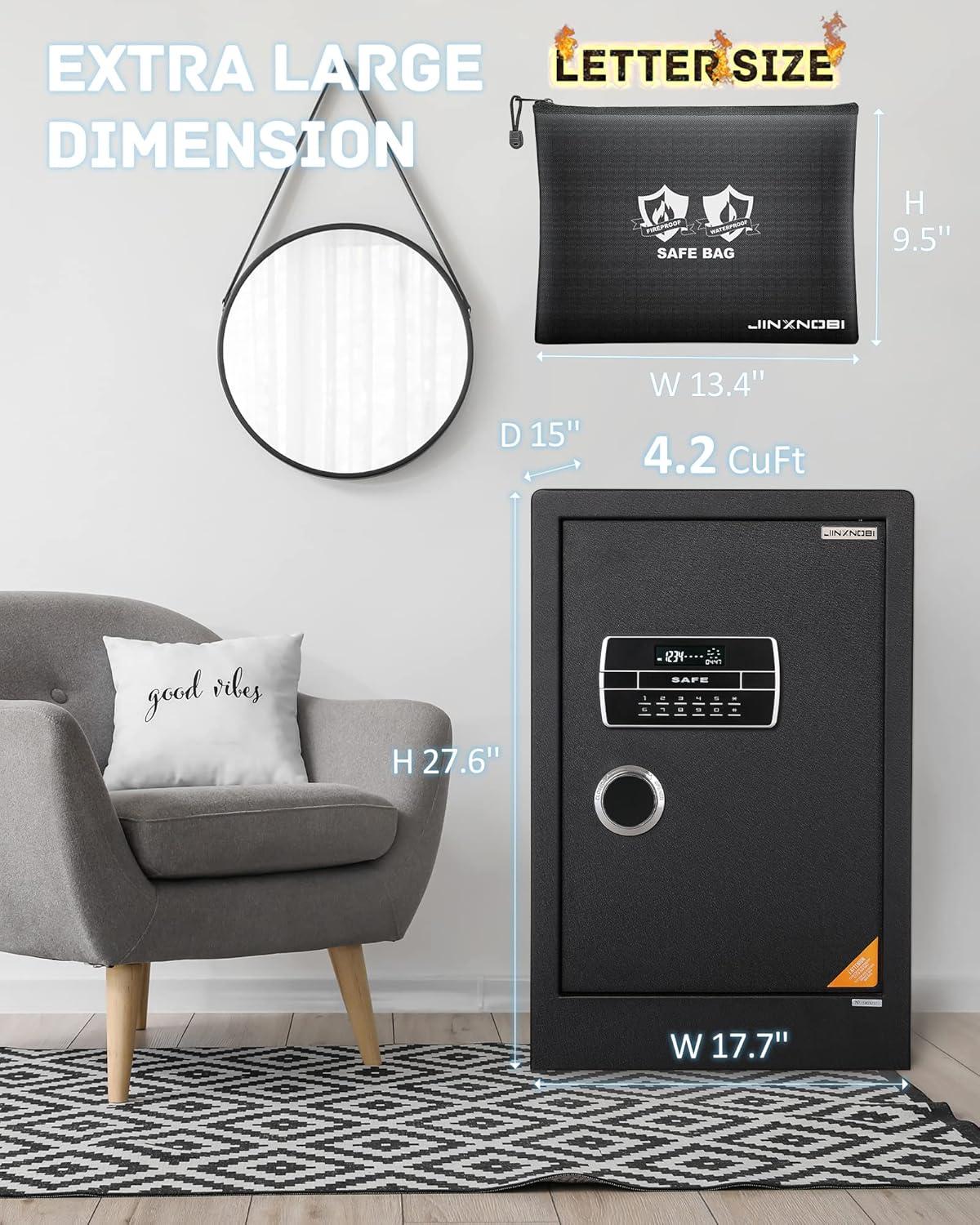 MASTER CRAFT WINDOW AND DOOR Large Safe Box ,4.2 Cubic Feet Home Safe Box With Fireproof Waterproof 27.6In Security Big Safe With Electronic Keypad Digital Lock For Office Hotel