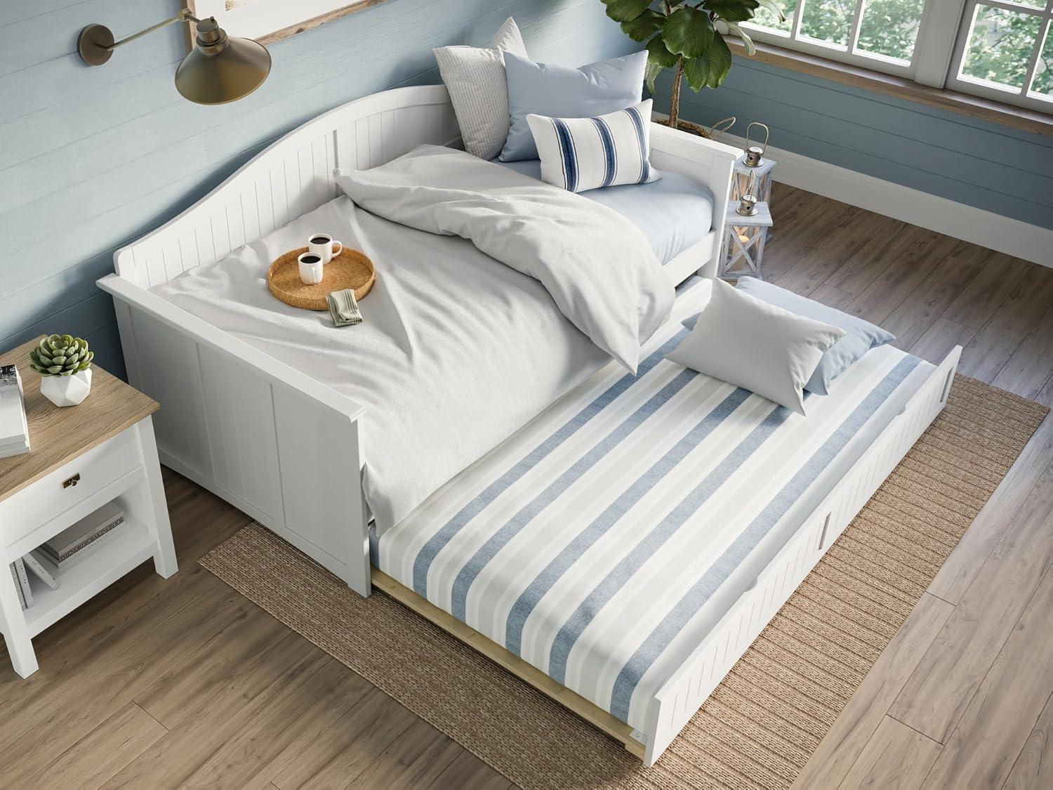 Nantucket White Twin Wood Daybed with Trundle and Storage