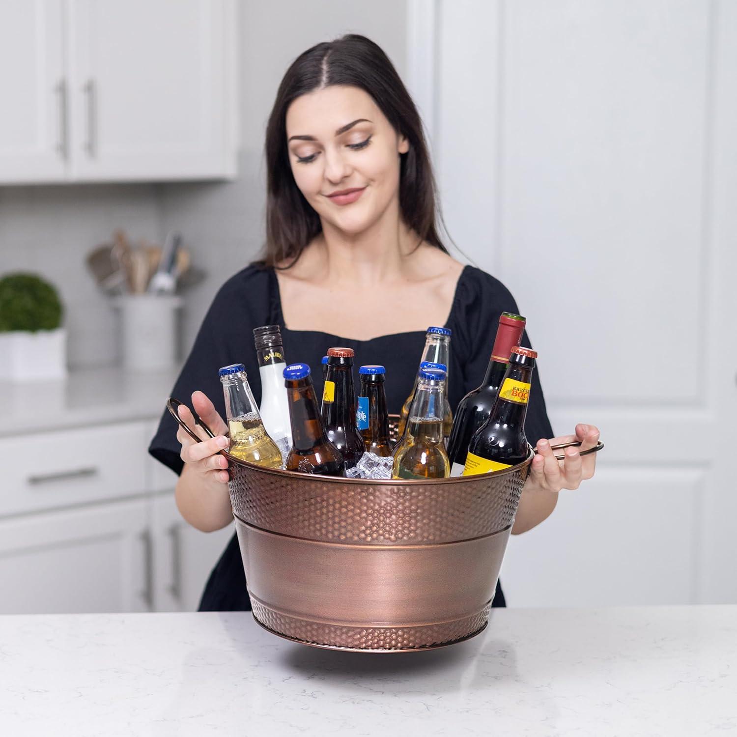 BREKX Stainless Steel Drink Tub with Stand (15-QT Steel Silver)