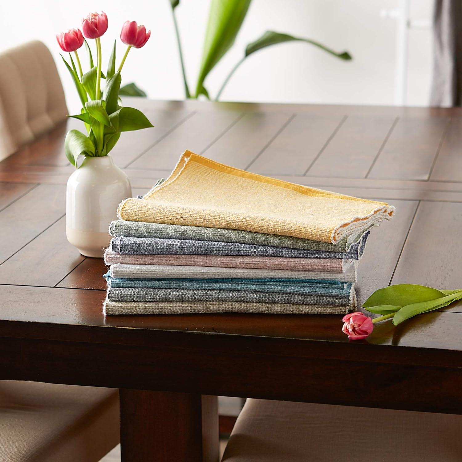 Design Imports  French Blue Eco-Friendly Chambray Fine Ribbed Table Runner 13X72