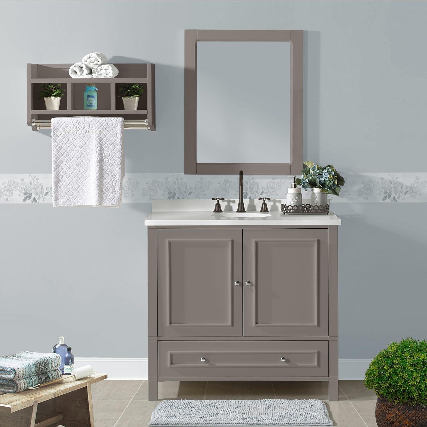 36" Williamsburg Vanity Cabinet Gray - Alaterre Furniture: Wood Frame, 1 Shelf, Universal Storage, 34.5" Depth