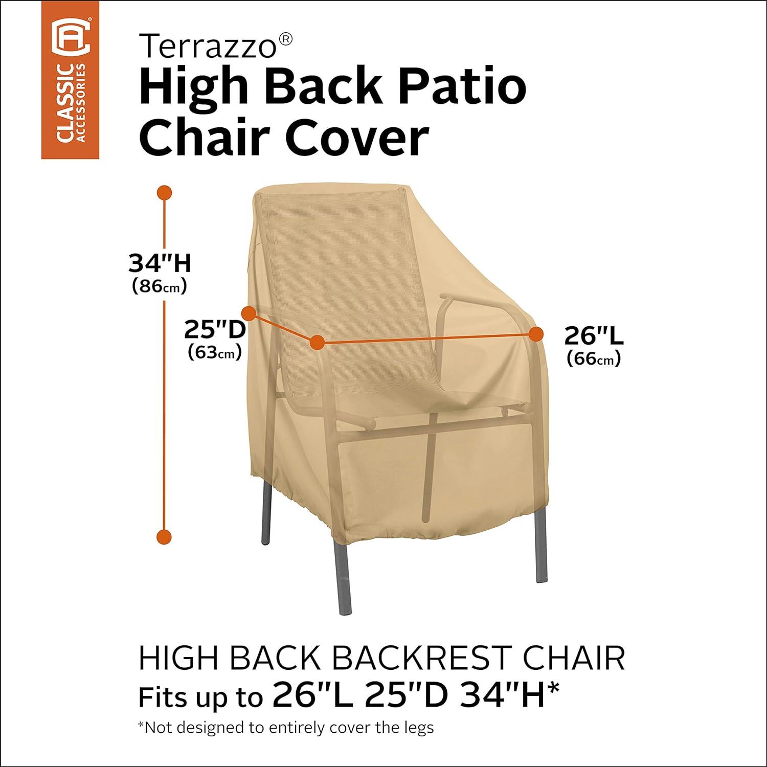 Beige Water-Resistant High Back Patio Chair Cover