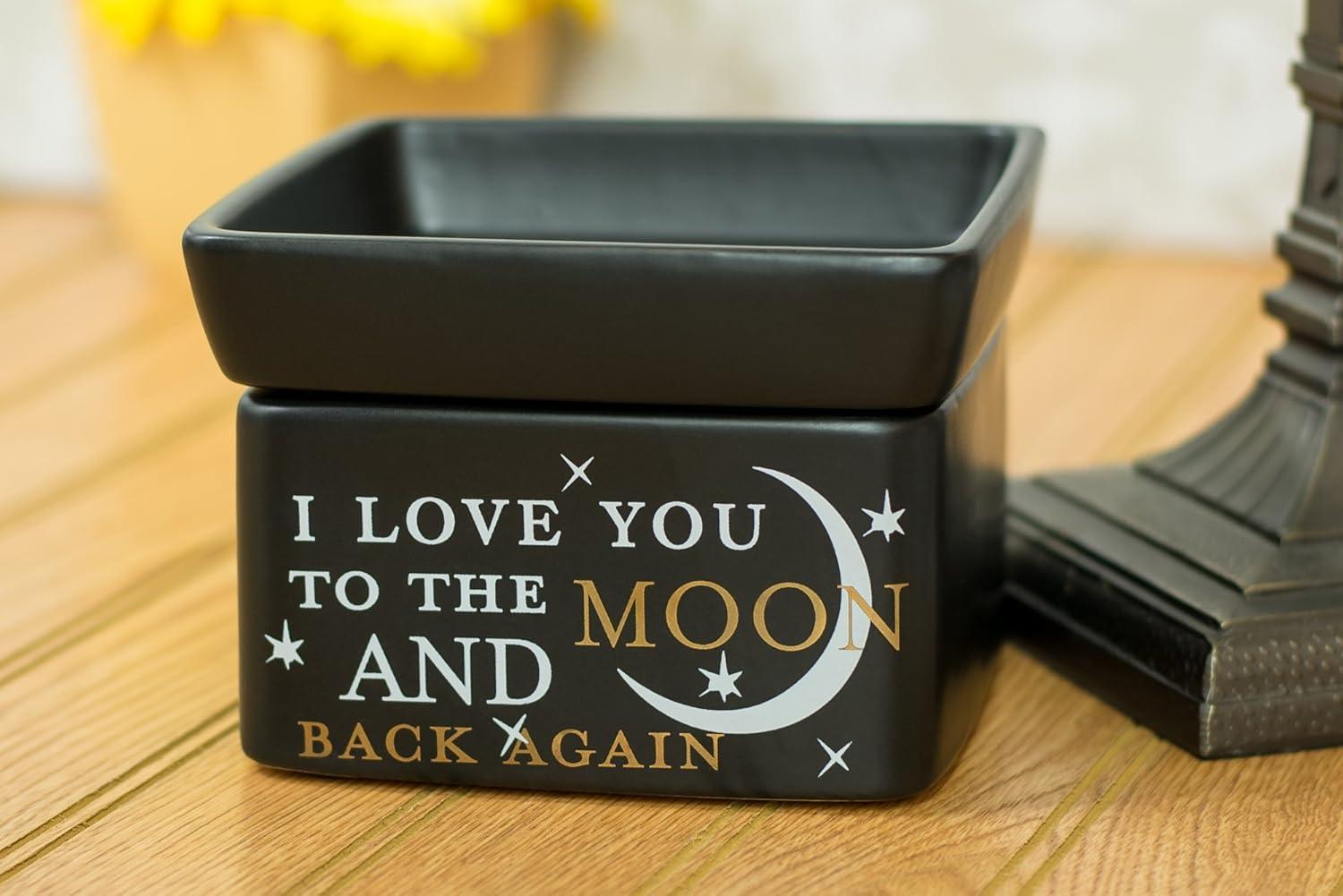Love You to the Moon Black Electric 2 in 1 Jar Candle and Wax and Oil Warmer