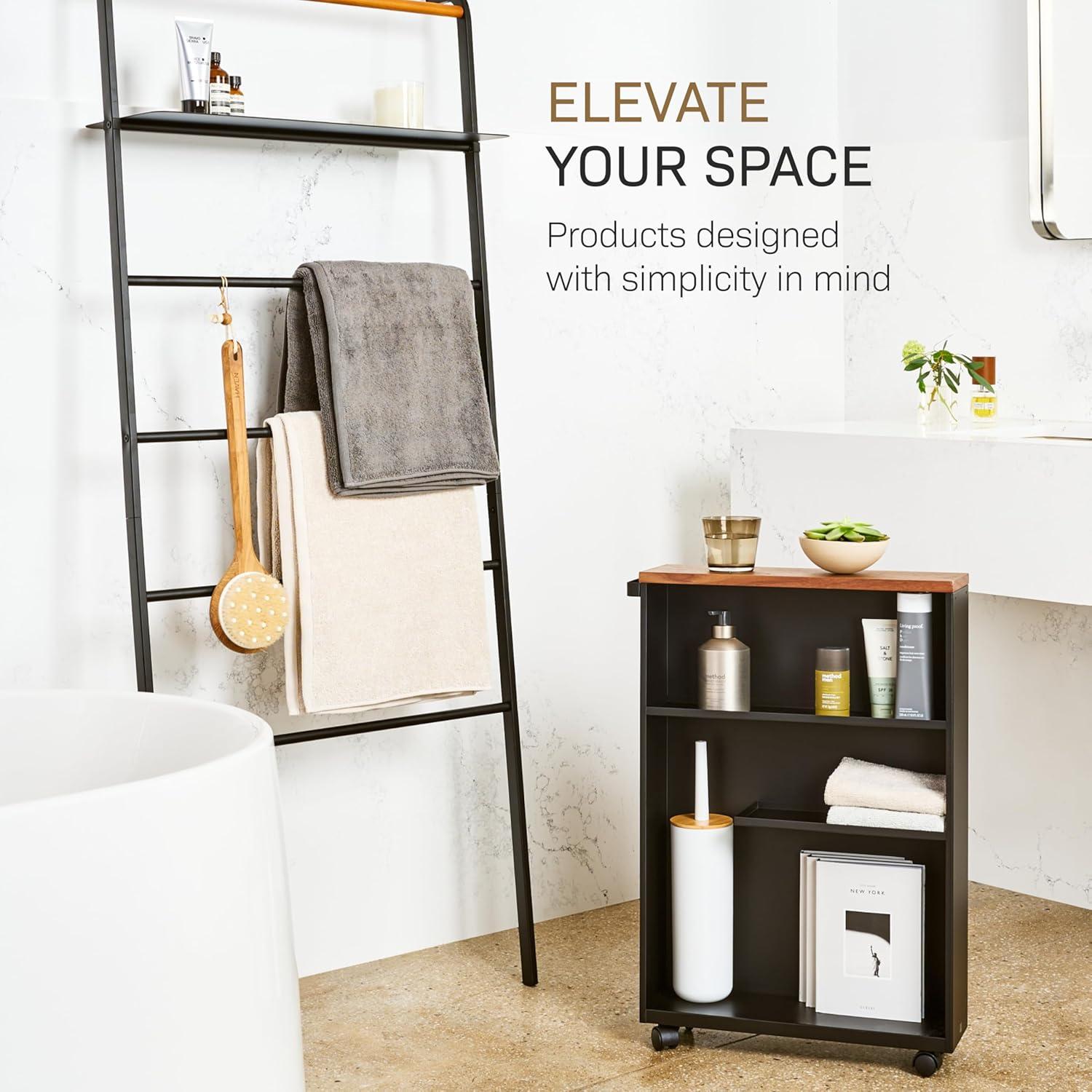 Yamazaki Slim Rolling Bathroom Cart with Handle