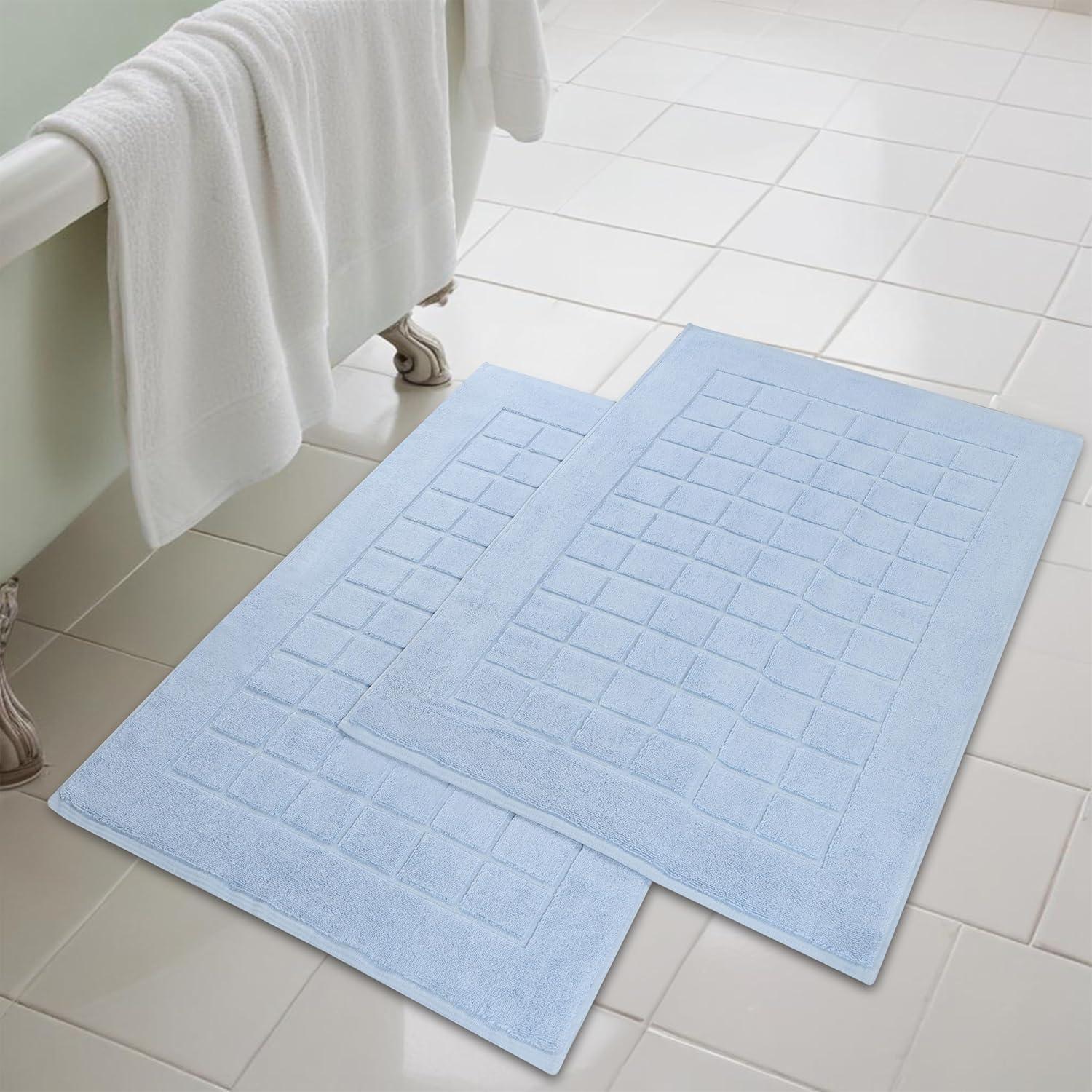 Superior Nora Cotton Terry Solid Absorbent Thick Checkered Washable Bath Mat Set Of 2 | AllModern