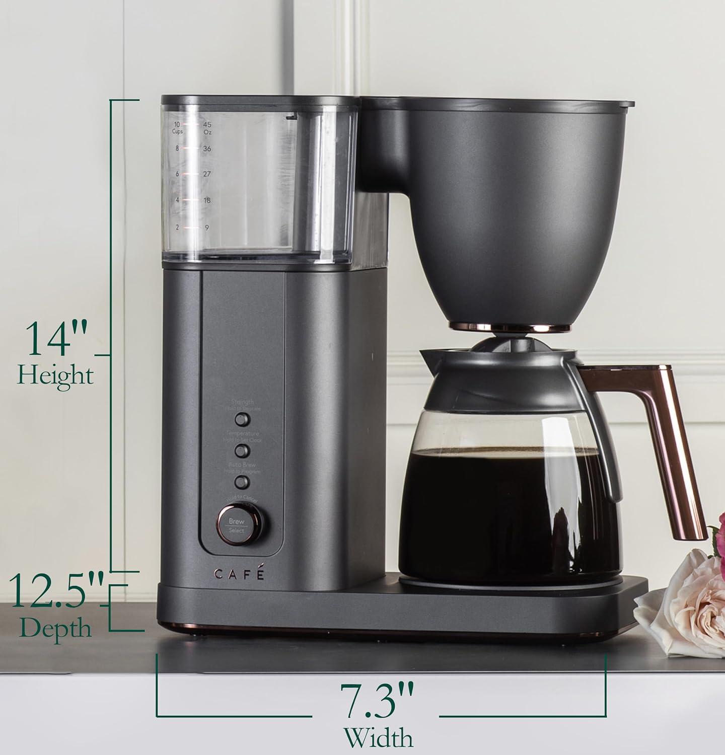 Café ™ Matte Black 10-Cup Drip Coffee Maker with Glass Carafe