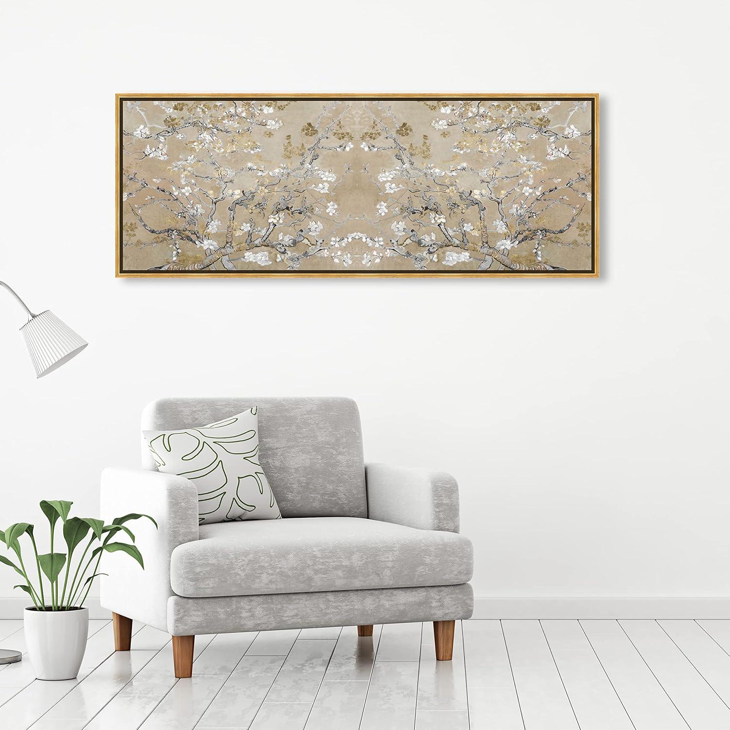 Oliver Gal Prints Vincent Van Gogh " Large Floral And Botanical Van Gogh In Gold Blossoms Inspiration Twin, French Country Gold "