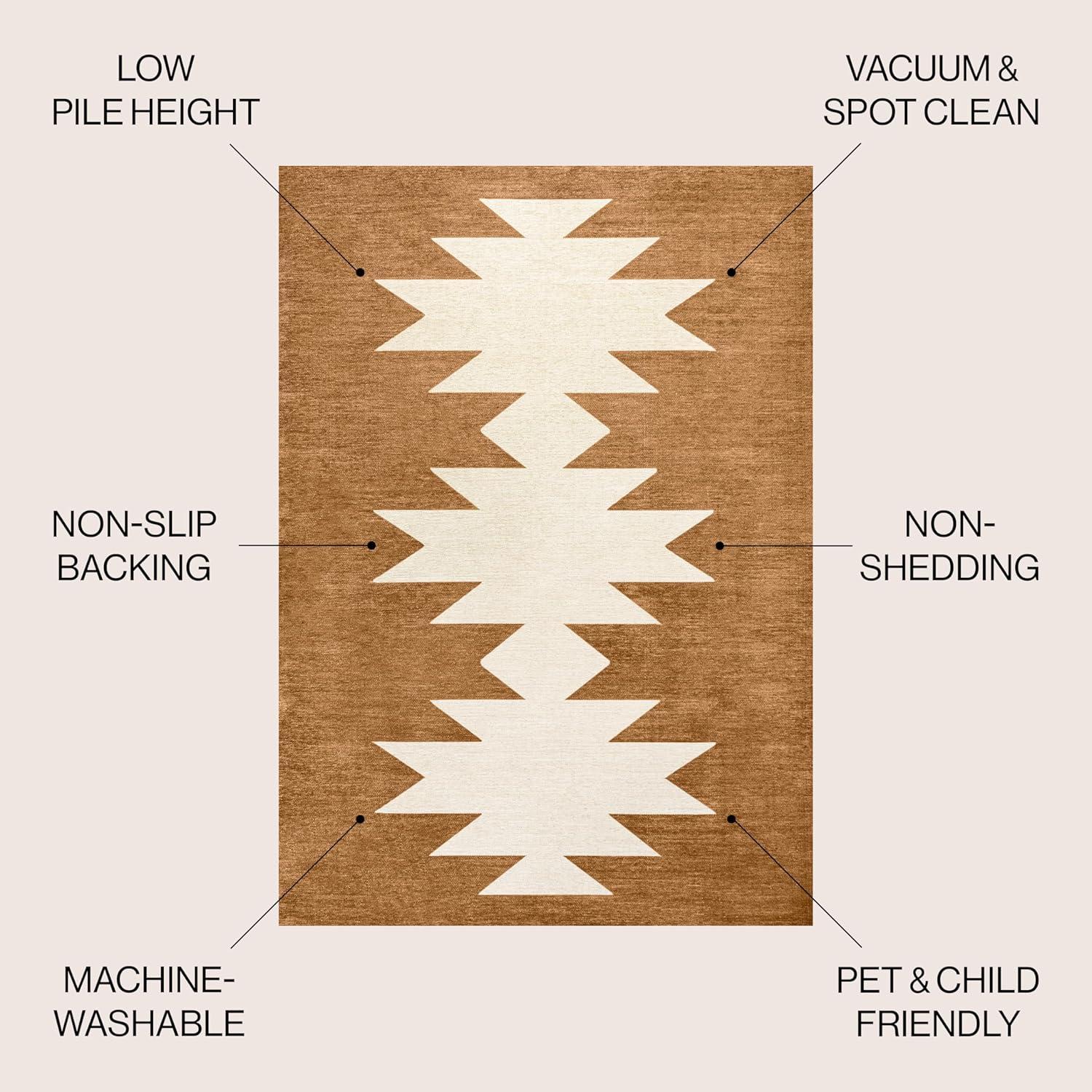 8' x 10' Chayton Minimalist Geometric Machine-Washable Area Rug, Rust/Cream - JONATHAN Y