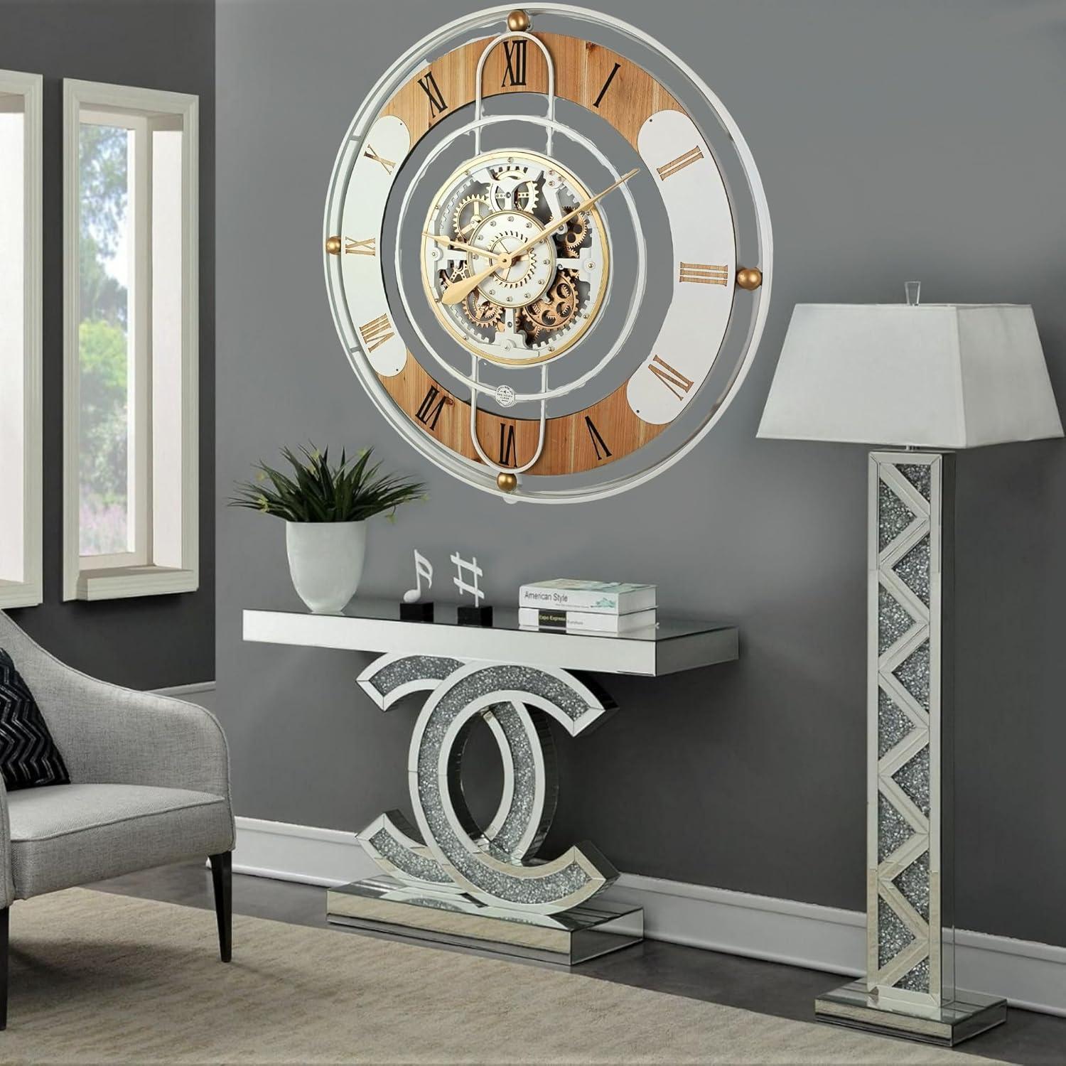 THE GEARS CLOCK Wall Clock with Real Moving Gears SW-LI_ 36 in Round White