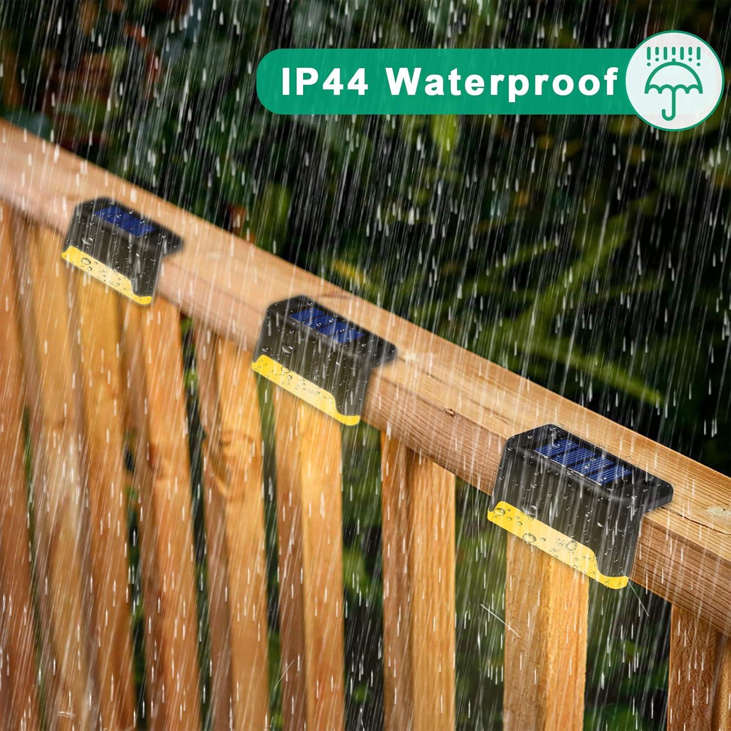 K.E.J. Solar Pool Side Lights Color Changing Solar Deck Lights Outdoor LED Step Light Waterproof Pool Accessories Decor for Stairs Fence Yard Driveway Pathway Yard Backyard Garden (Black-Color, 8)