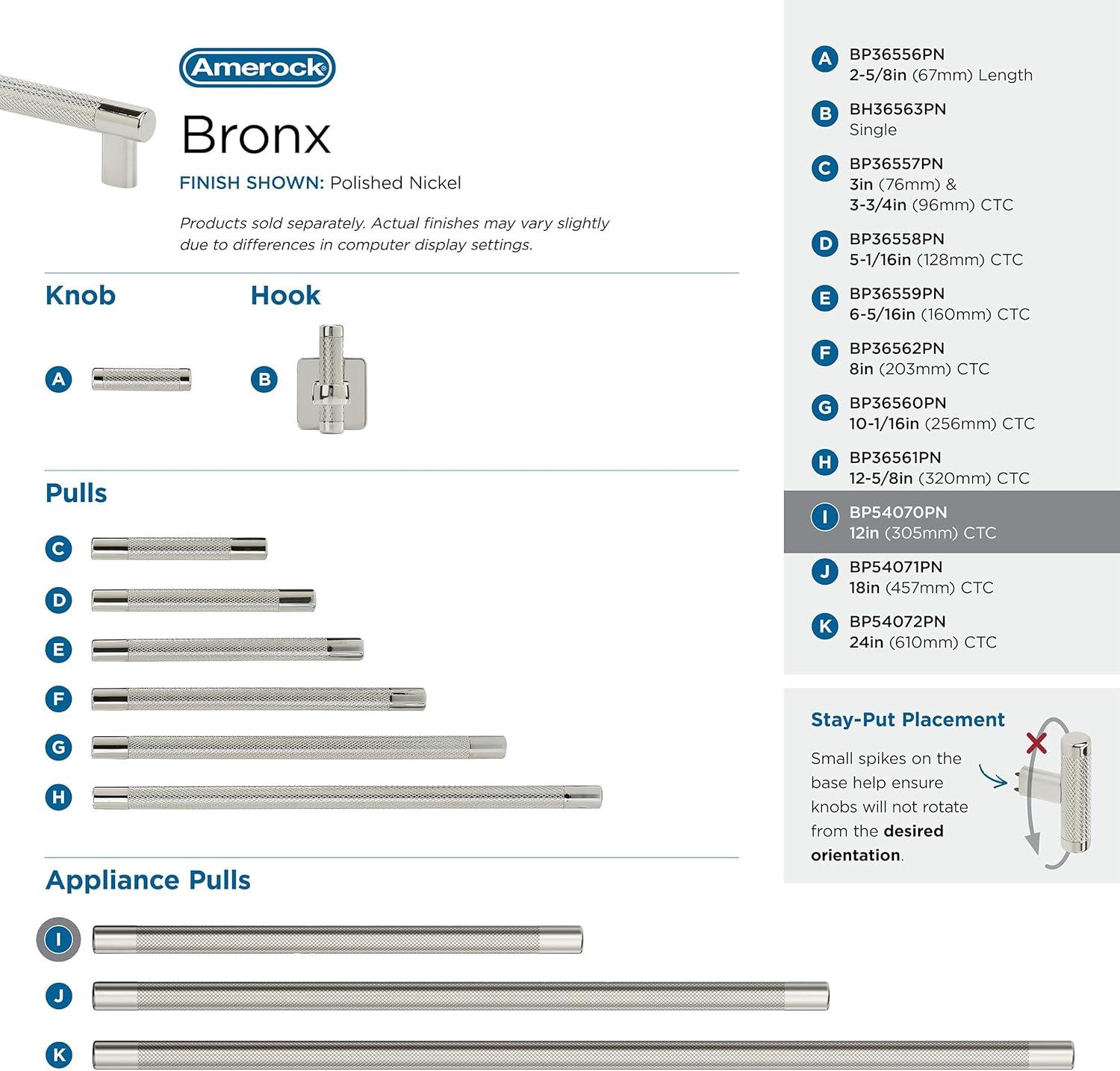 Amerock Bronx 12 inch (305mm) Center-to-Center Polished Nickel Appliance Pull