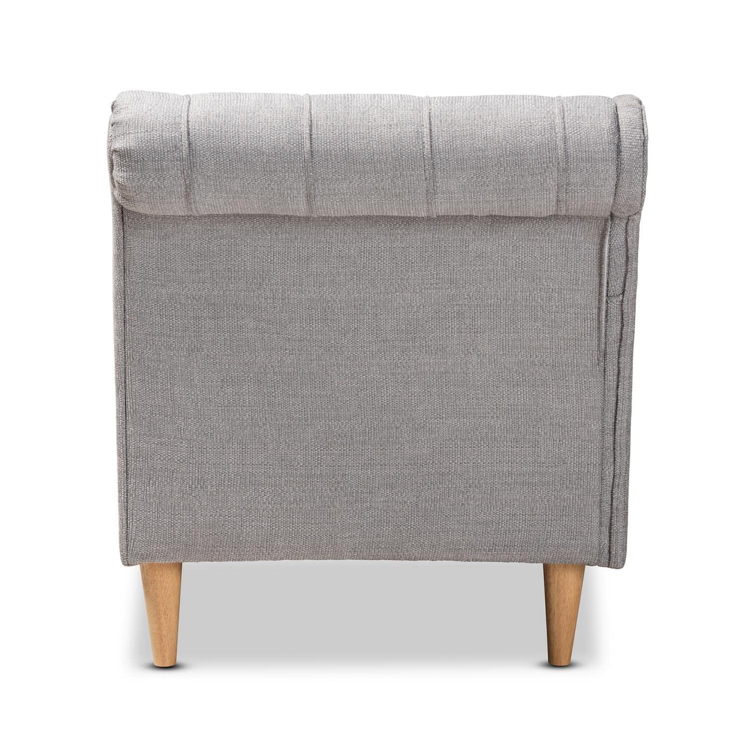 Baxton Studio Emeline Modern and Contemporary Grey Fabric Upholstered Oak Finished Chaise Lounge