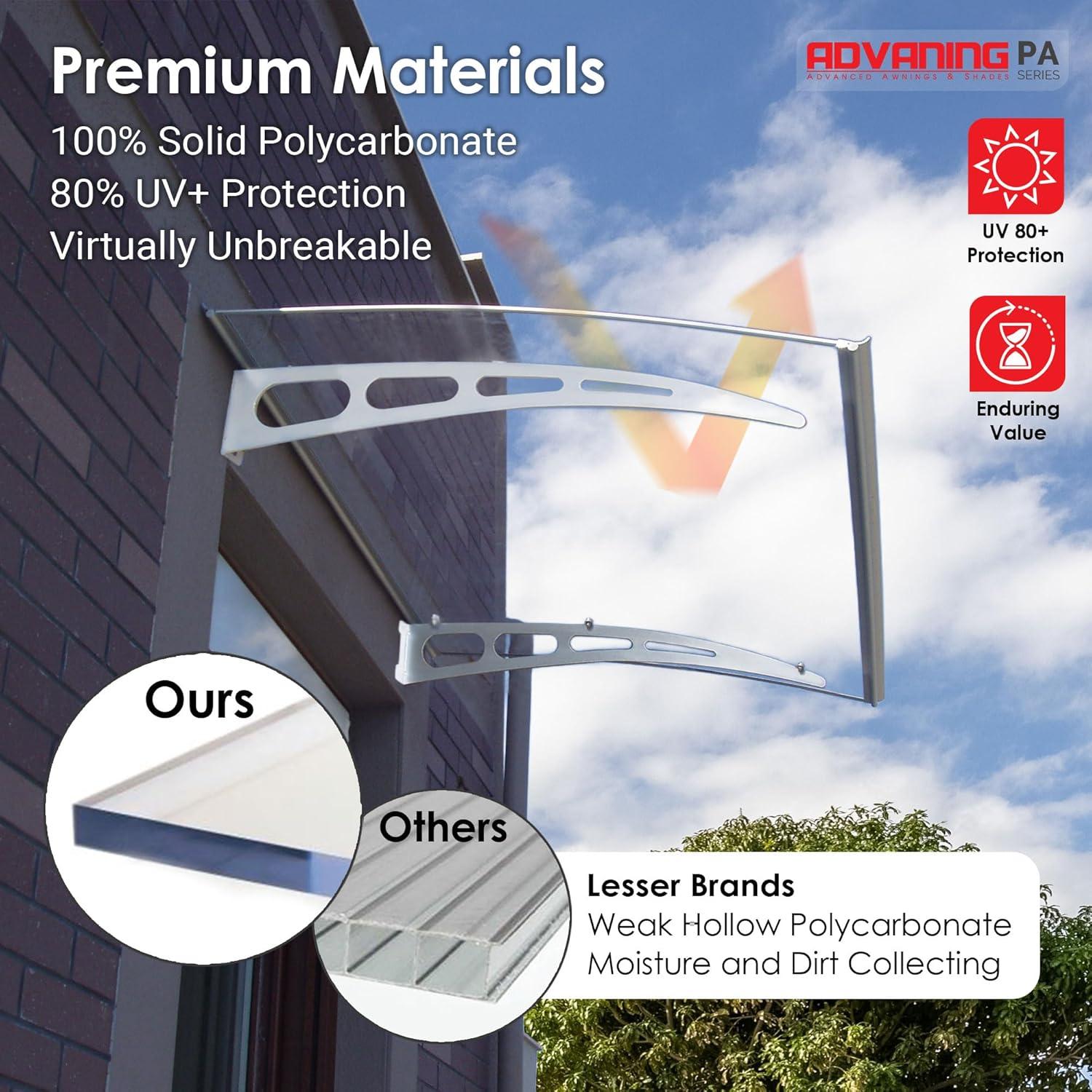 PA Series 2' 11 13/32" D Convex Door Awning