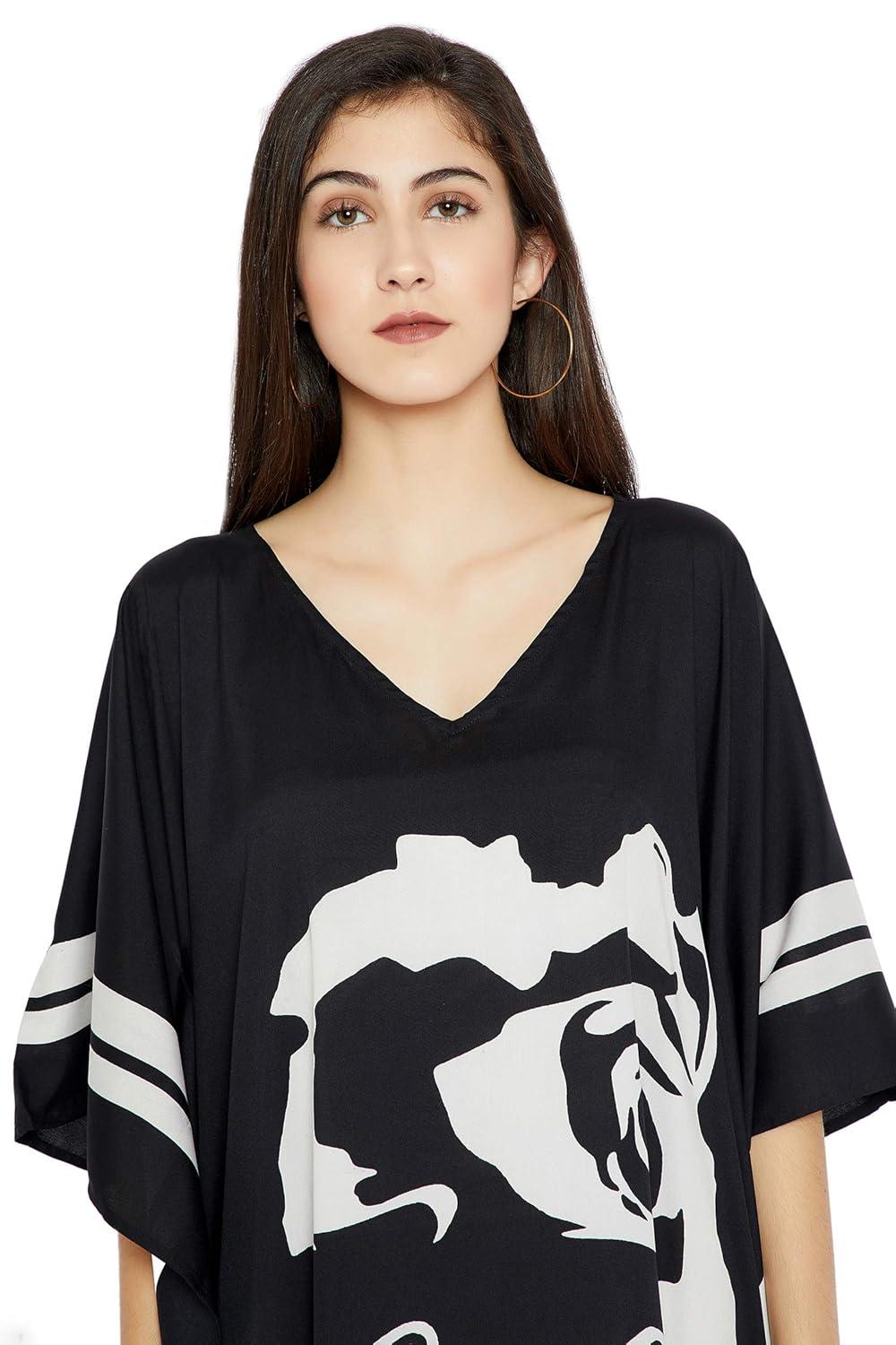 Caftan for Women Plus Size Black And White Kaftan Beach Swimsuit Cover Up Maxi House Dresses