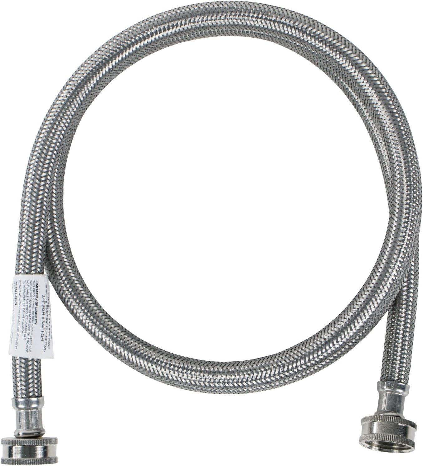 Supco ?" X 6' Stainless Steel Inlet Hose for Washers, 3806FFSS