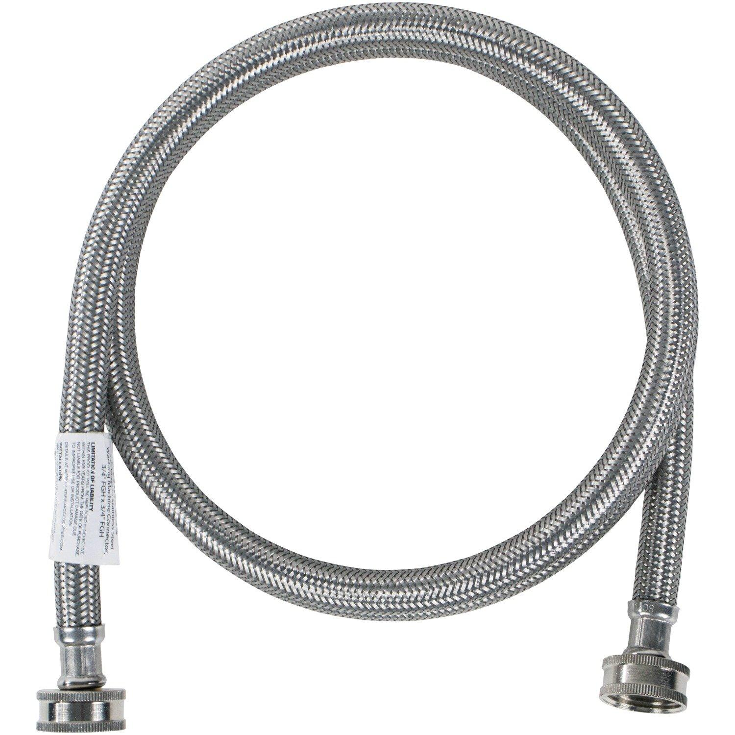 Supco ?" X 6' Stainless Steel Inlet Hose for Washers, 3806FFSS