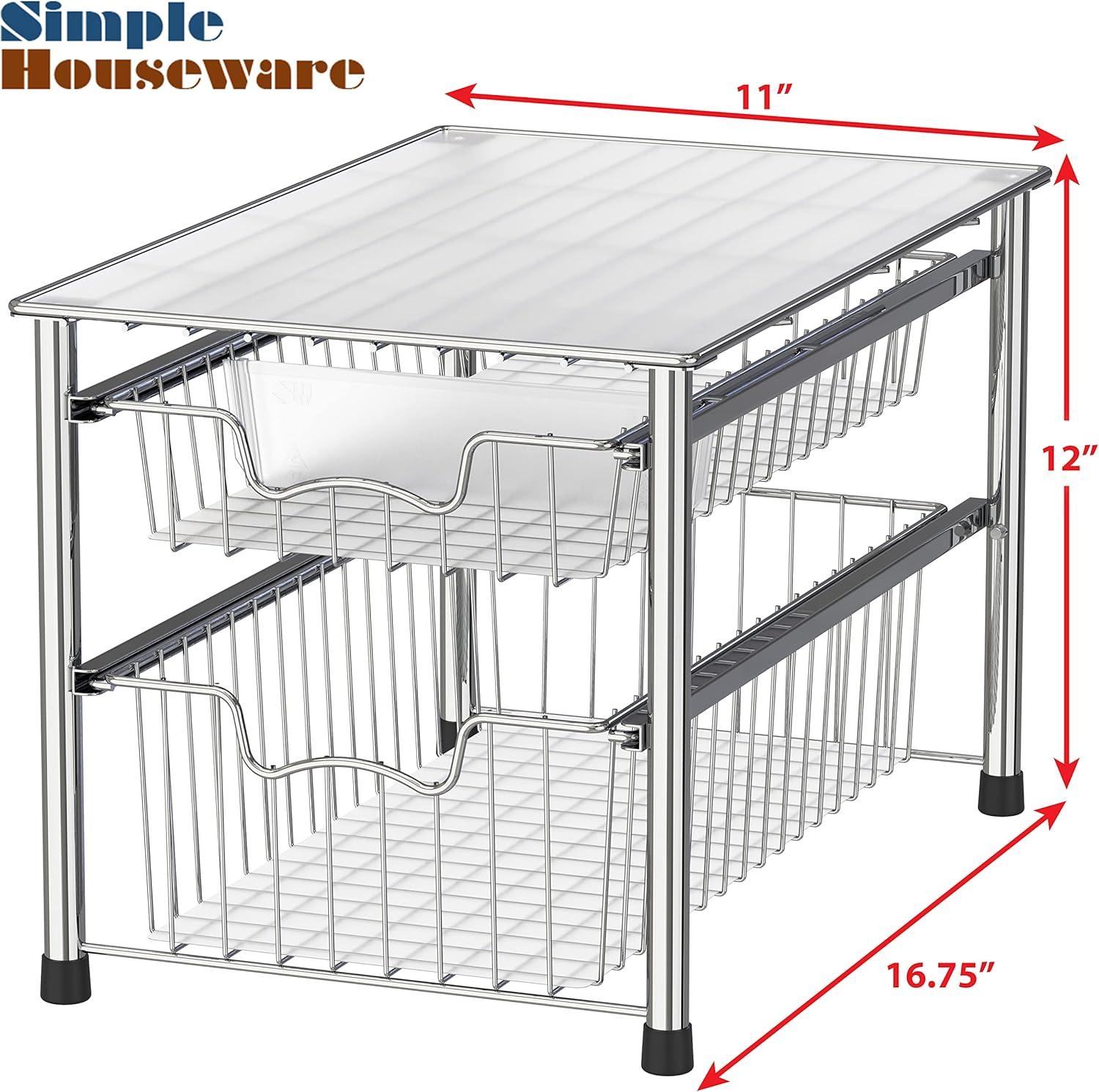 Chrome Stackable 2 Tier Sliding Basket Organizer Drawer