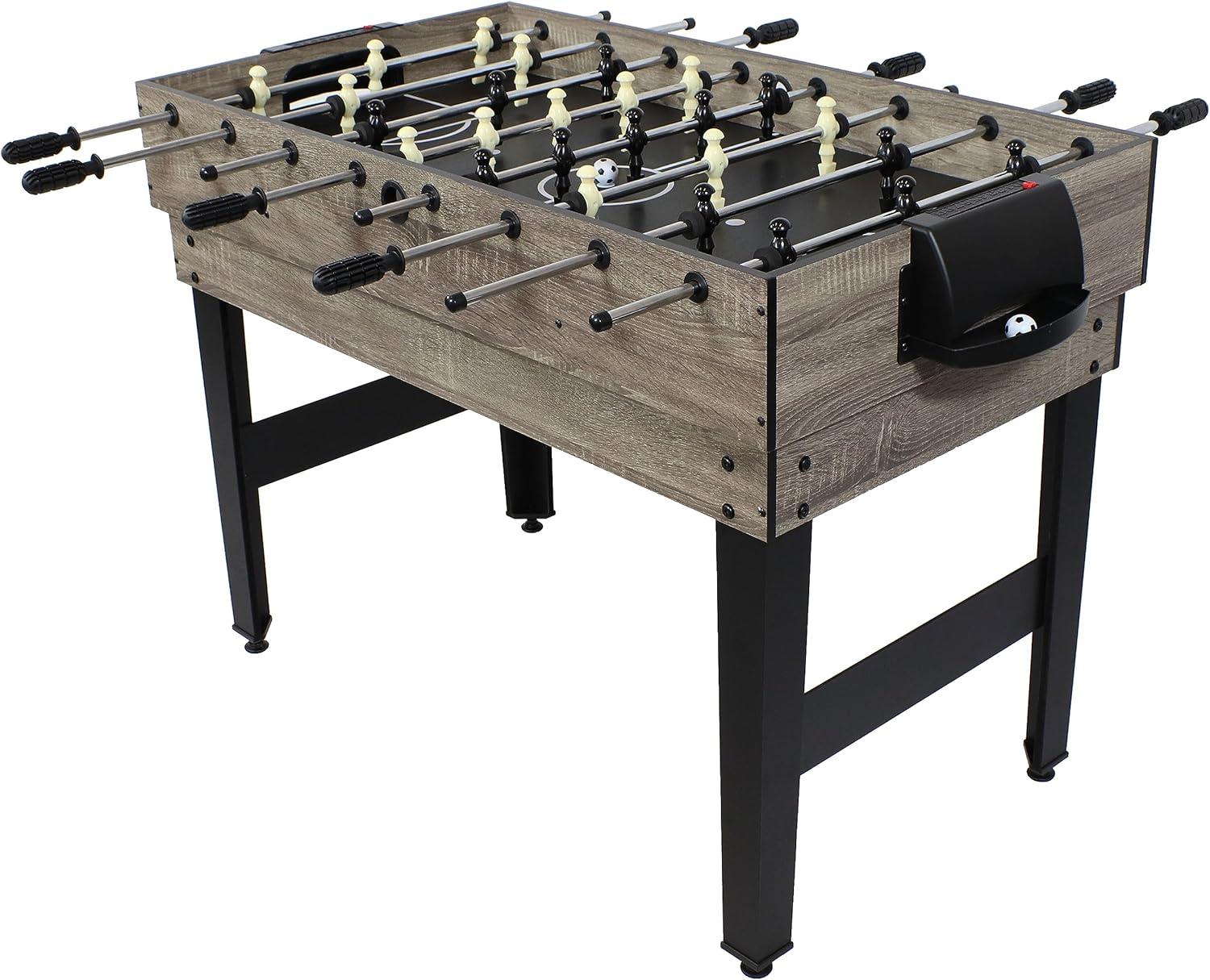 Sunnydaze Indoor Multi-Game Table with Billiards, Push Hockey, Foosball, Ping Pong, Bowling, and More - Classic Wood Stain