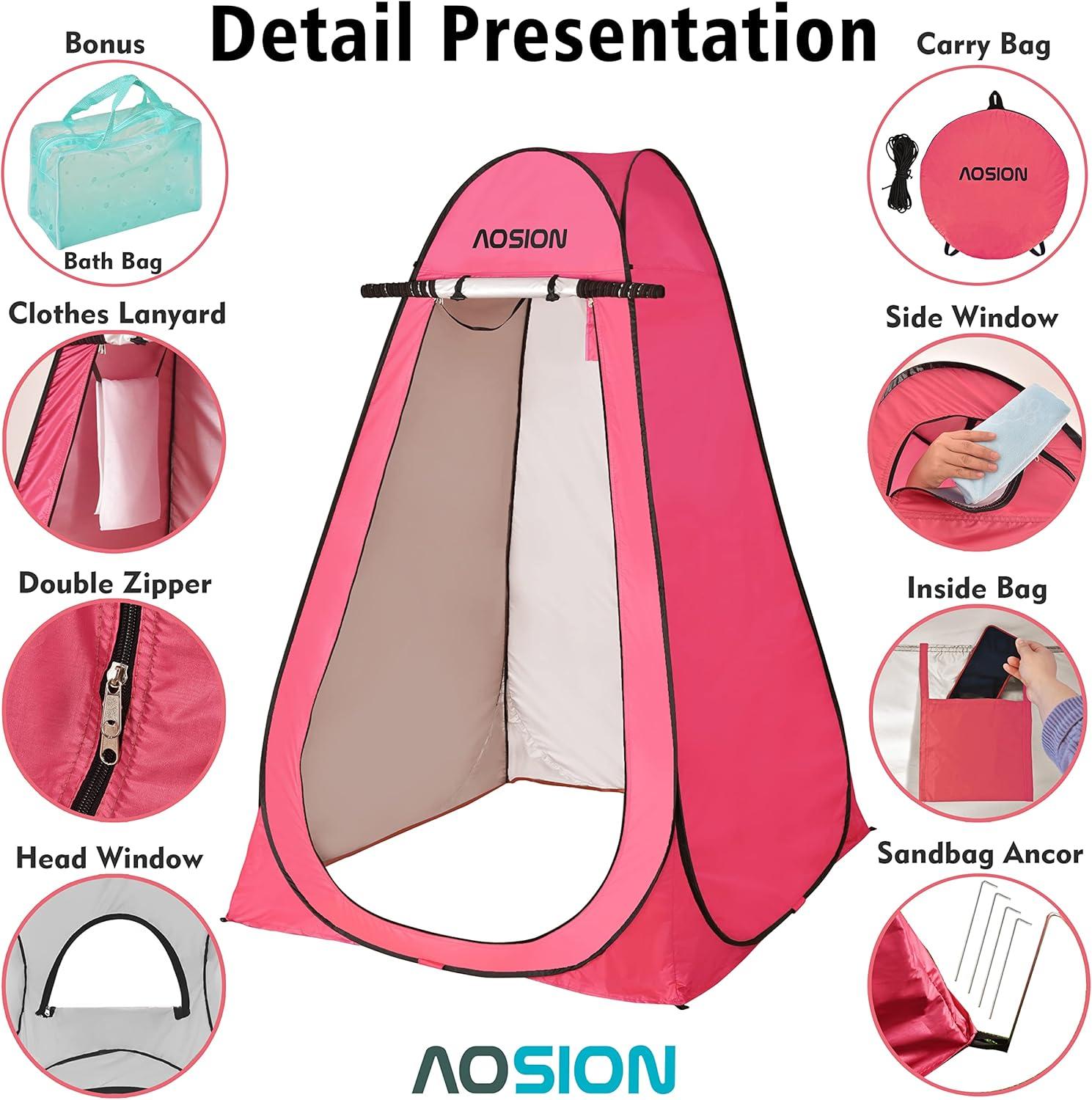 Pop Up Shower Camping Tent, Outdoor Privacy Camp Toilet Tent, Portable Dressing Room with Carrying Bag, Bath Bag for Camping, Hiking