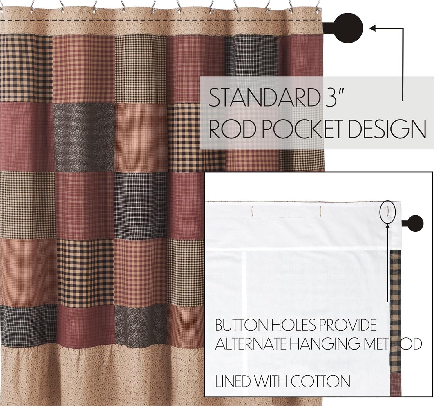 VHC Brands Maisie Patchwork Shower Curtain, Tan, 72x72