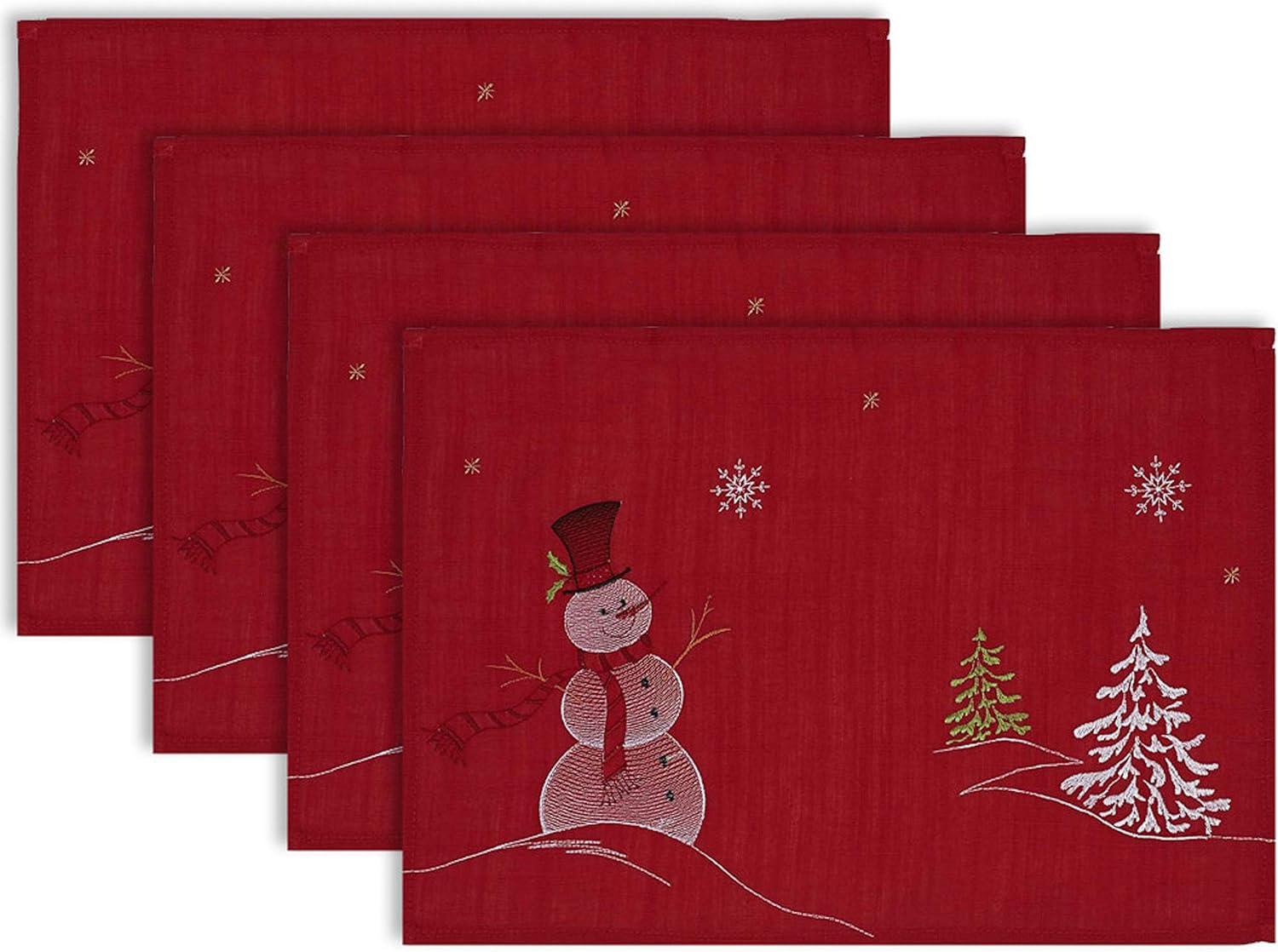 Embroidered Snowman Placemat Set of 4