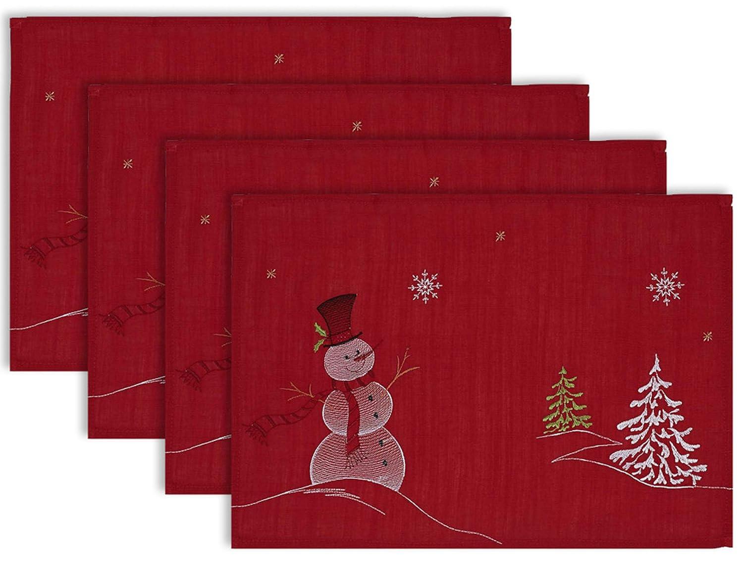 Embroidered Snowman Placemat Set of 4