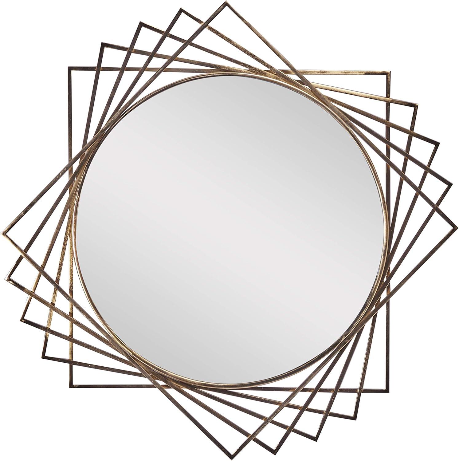 DecMode 42" x 42" Black Geometric Wall Mirror