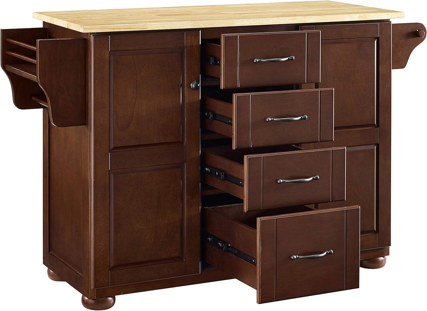 Crosley Eleanor Natural Wood Top Kitchen Island in Mahogany