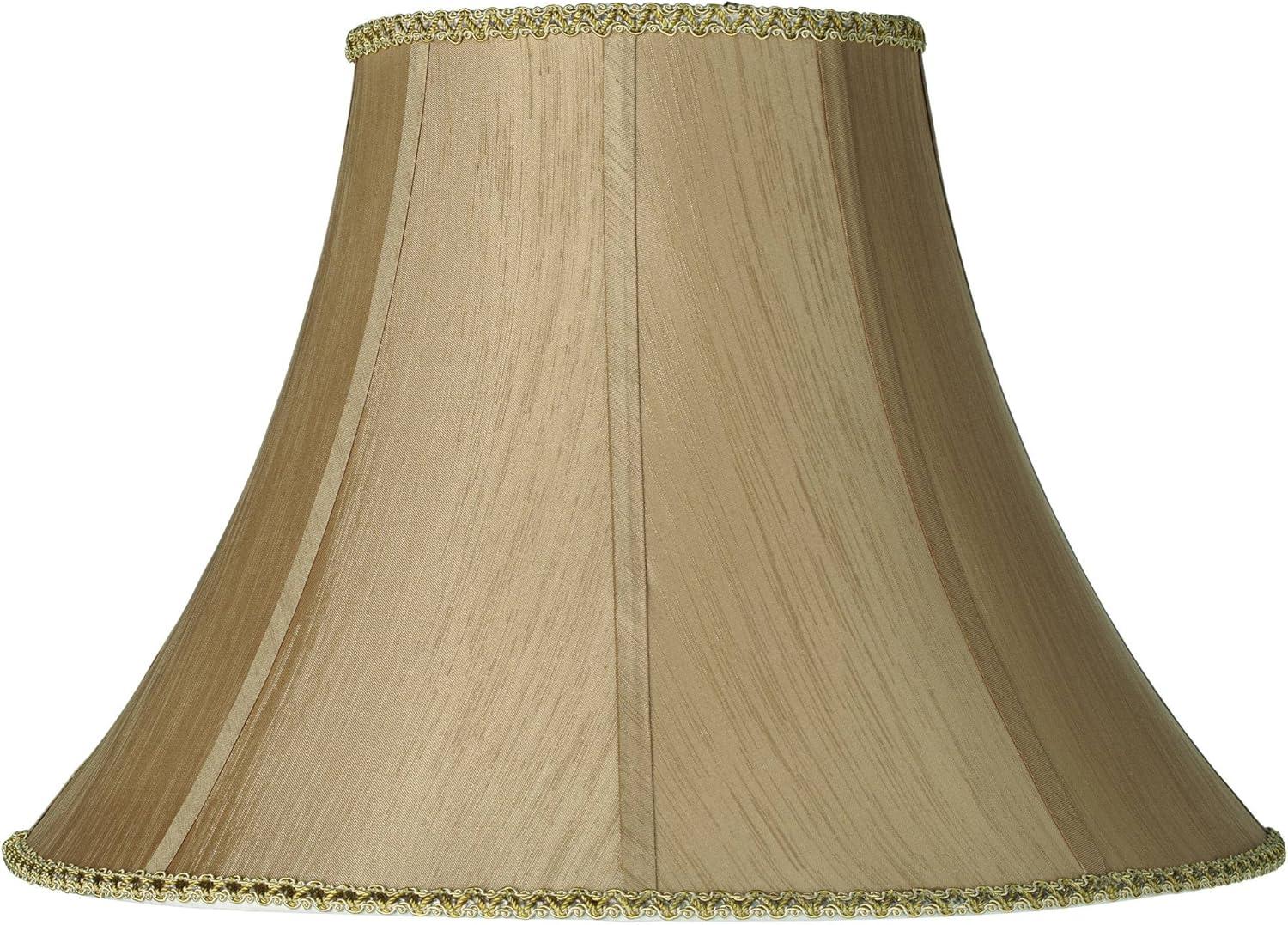 Earthen Gold Large Round Bell Lamp Shade with Harp and Finial