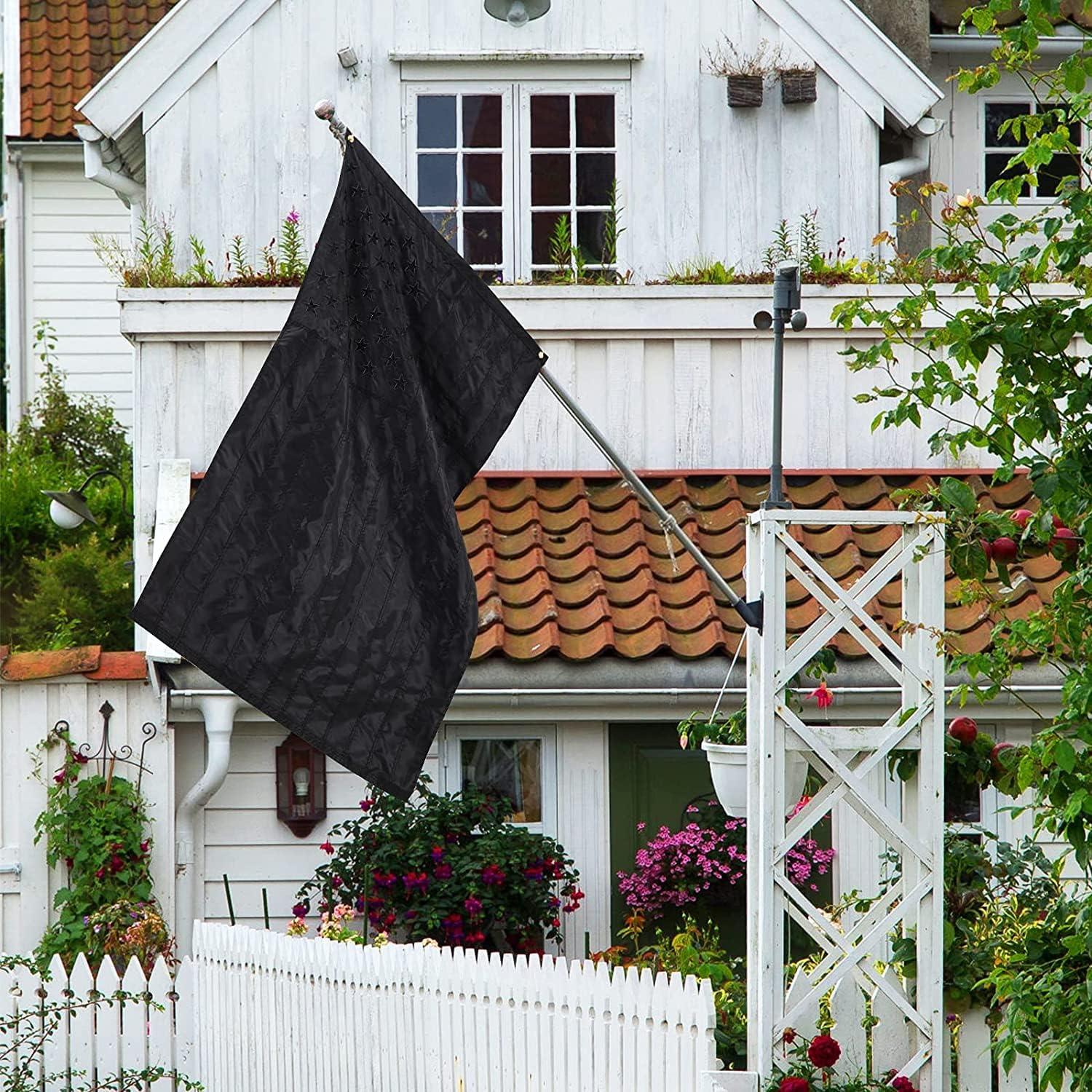 All Black American Flag 3x5 Ft All Black US Flag, Embroidered Stars, Sewn Stripes, Brass Grommets Black Flag, Heavy Duty USA Flags for Outdoor Blackout Tactical US Black Flag