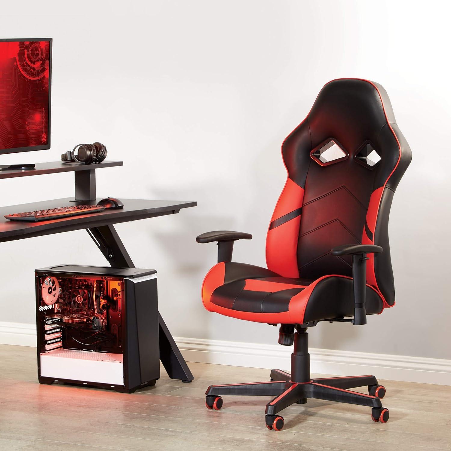 Vapor Black and Red Faux Leather Ergonomic Gaming Chair