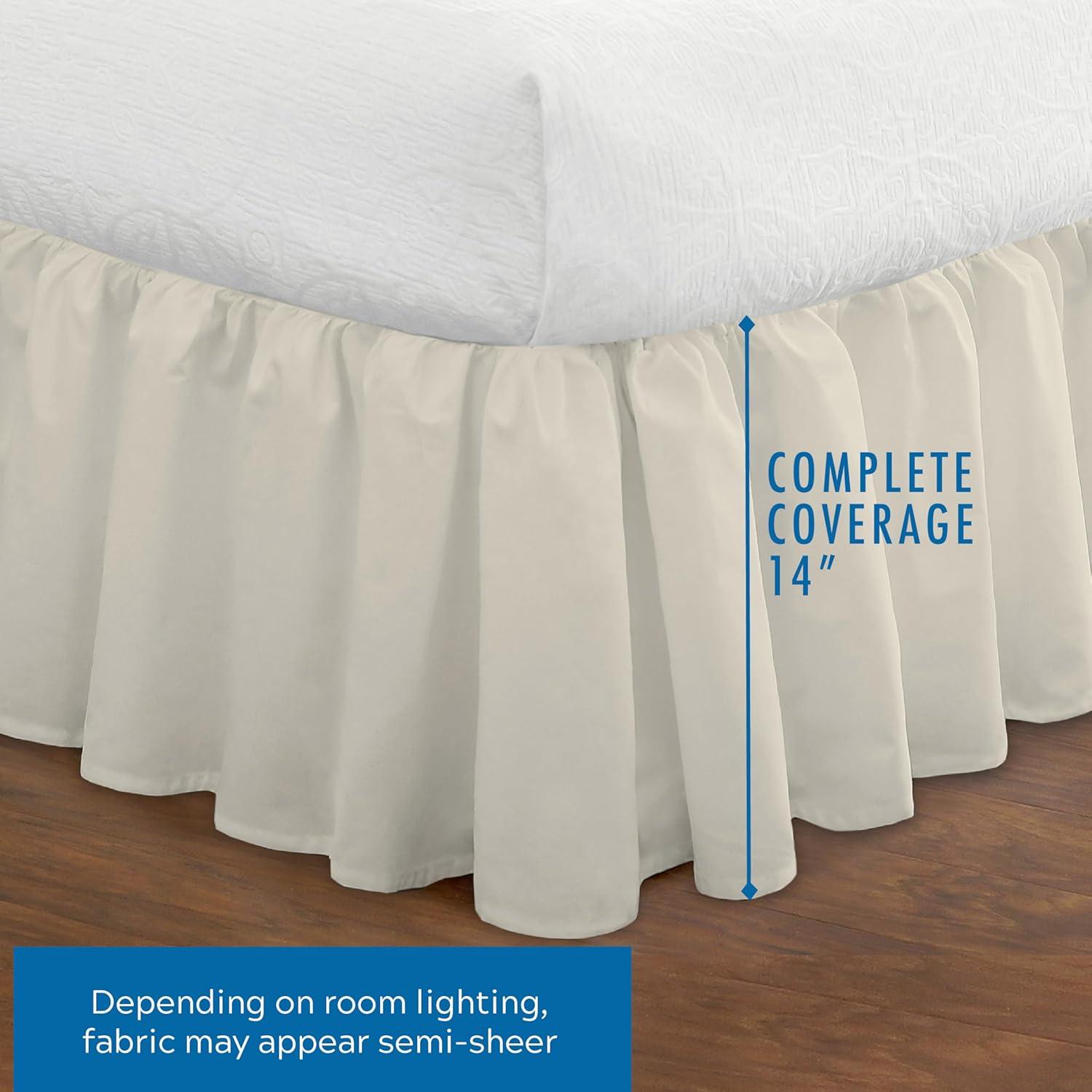 Fresh Ideas Fresh Ideas Ruffled Poplin Bed Skirt, 14" Drop Length