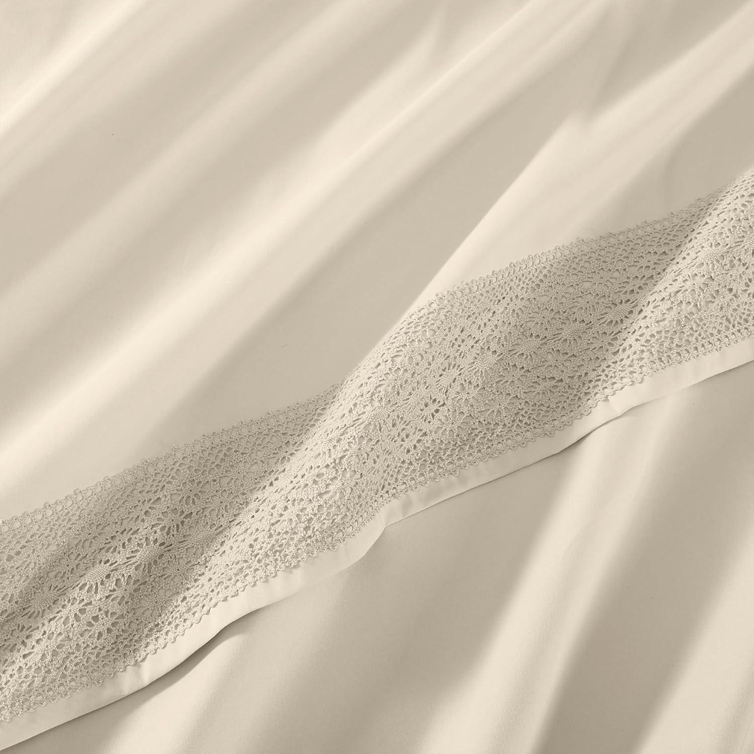 Modern Threads Modern Threads Yate Soft Microfiber Crochet Lace Sheets - Luxurious Microfiber Bed Sheets - Includes Flat Sheet, Fitted Sheet with Deep Pockets, & Pillowcases